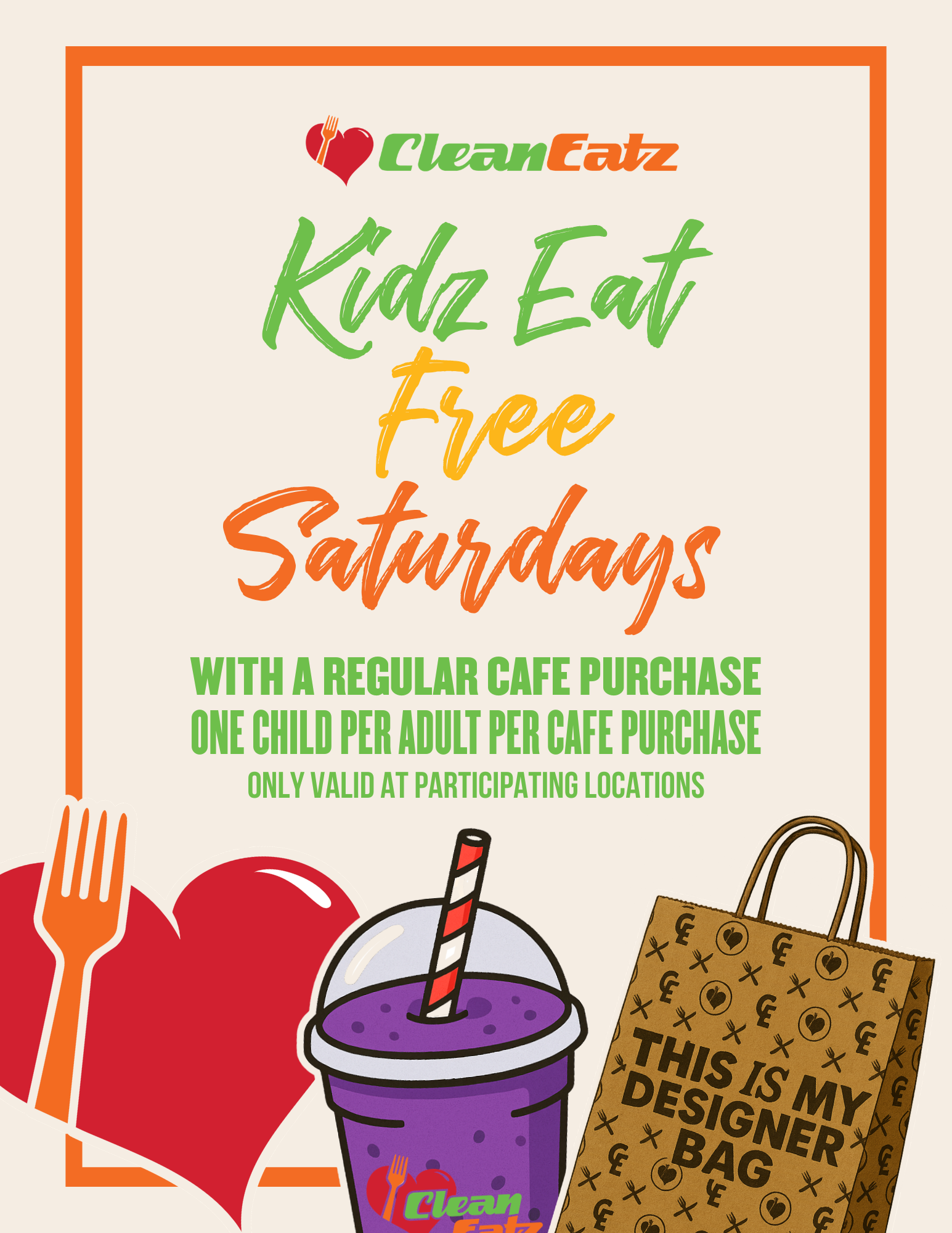 Flyer for promotion of special for Clean Eatz Cafe
