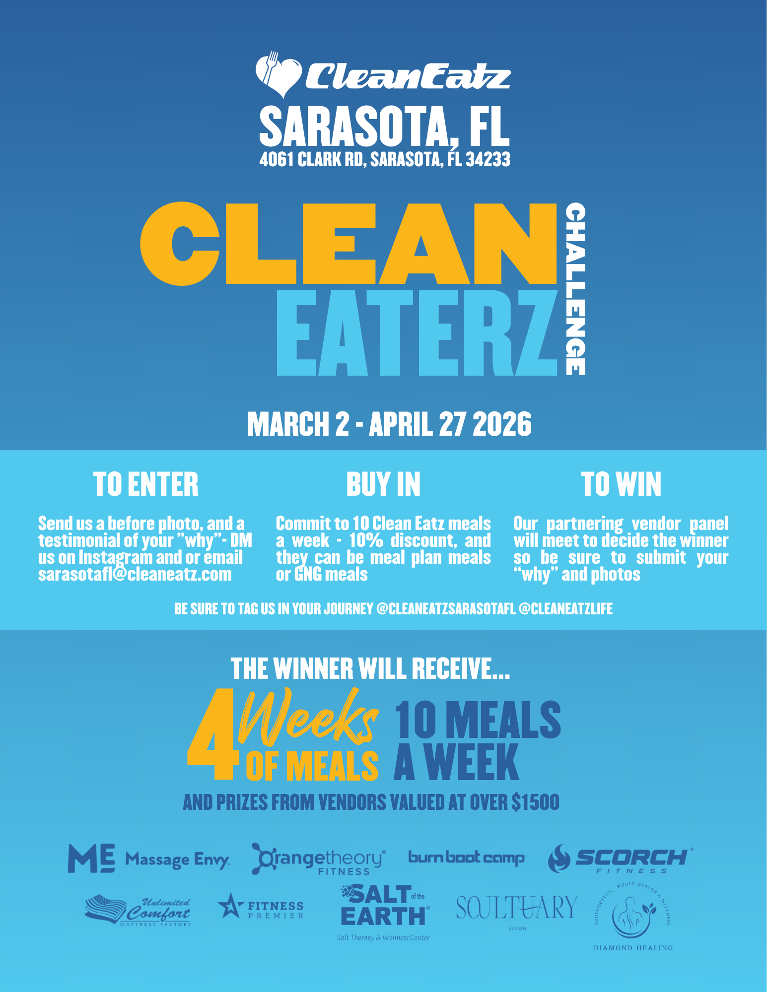 Flyer for promotion of wellness challenge for Clean Eatz Cafe
