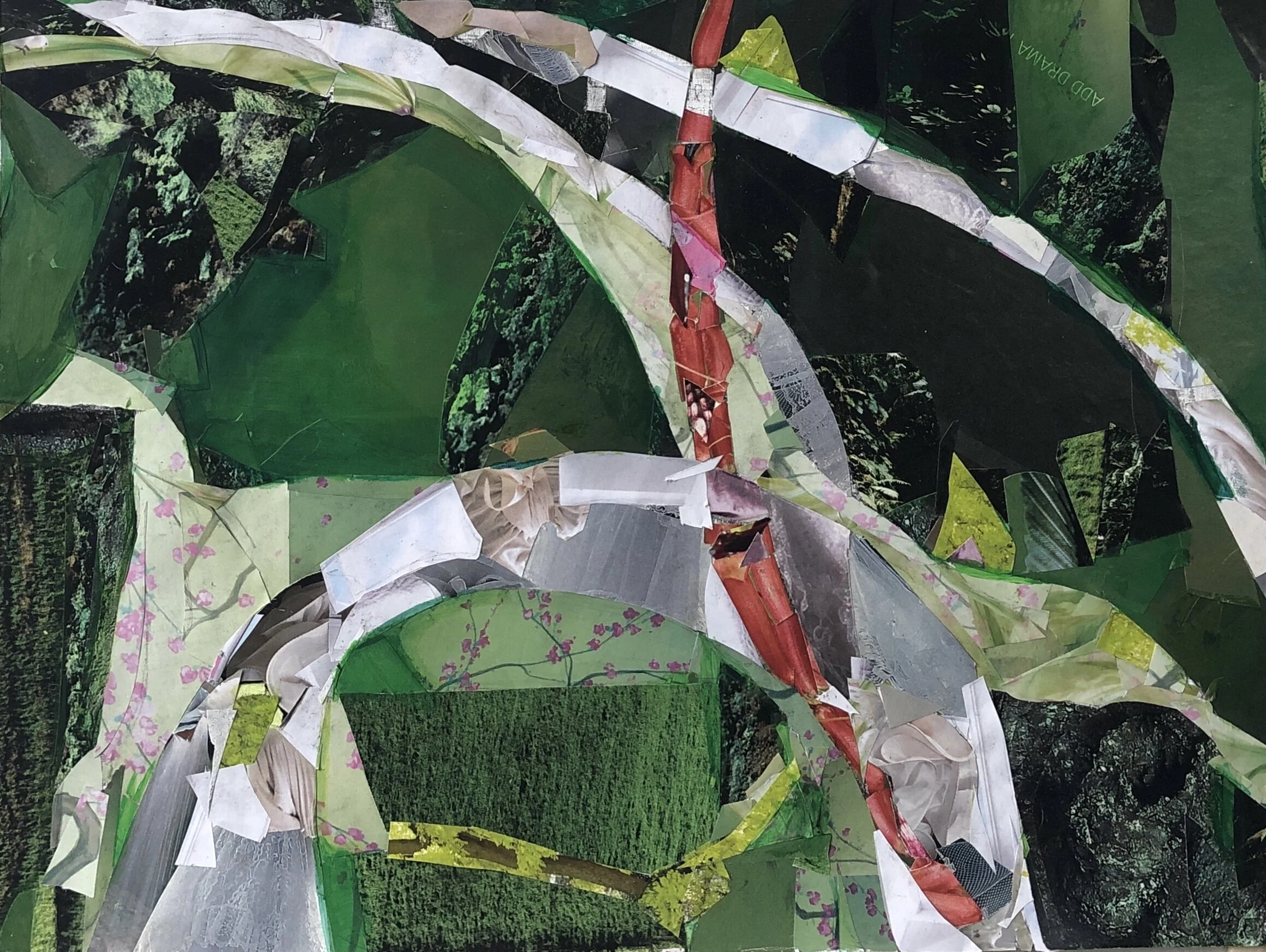 "Arching Over" - Mixed Media Collage on Watercolor Paper