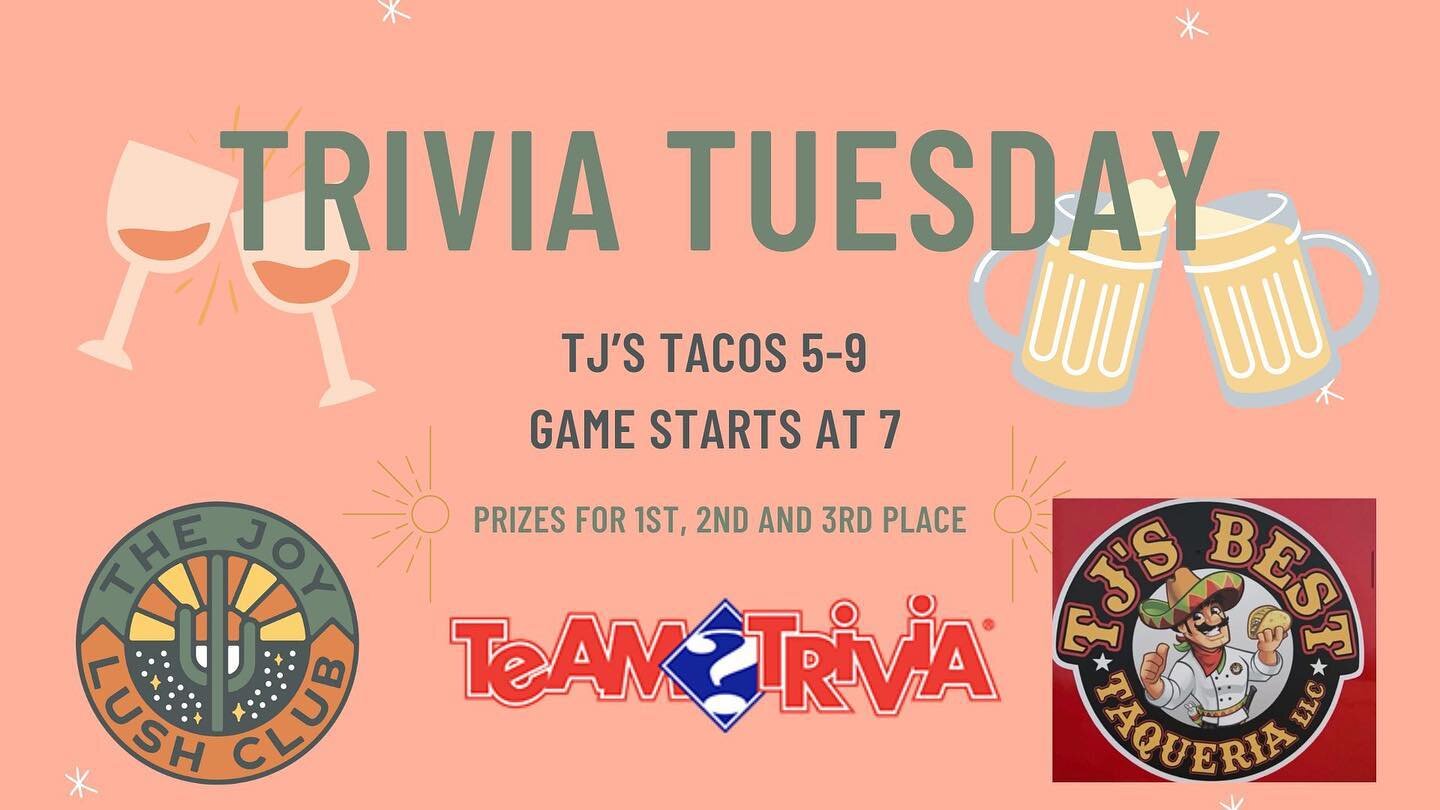 It&rsquo;s trivia time! Tacos from 5-9, game starts at 7! 🙌🏻