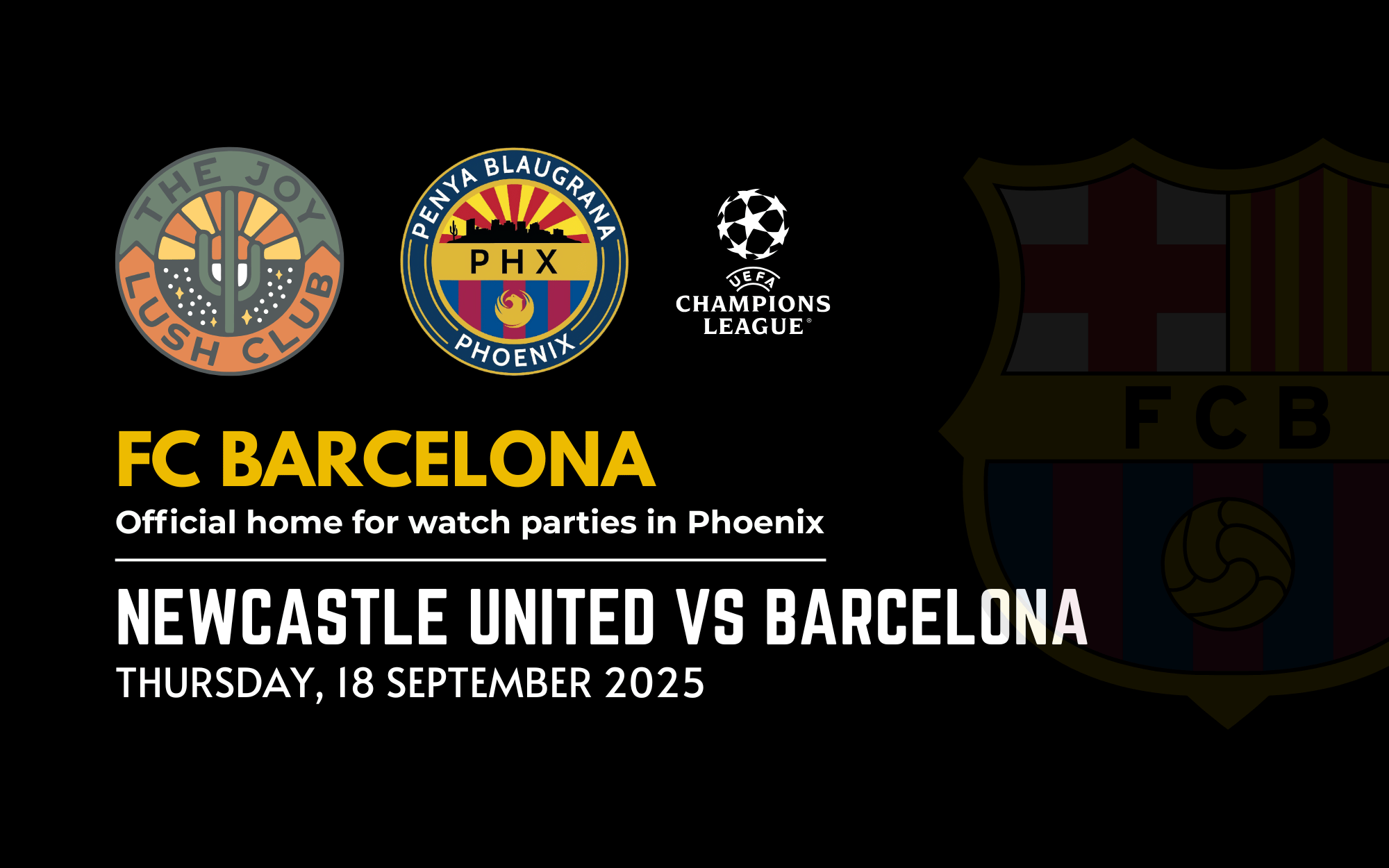 Newcastle United vs Barcelona watch party