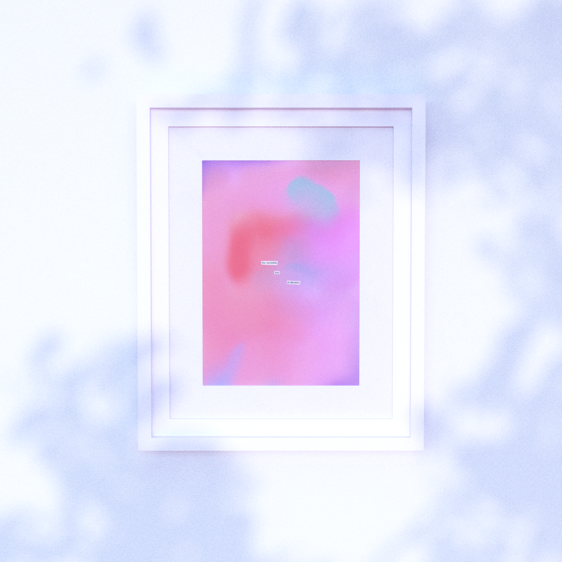 subtle abstract art print with Invisible Zoo of Dreams text cut out on it