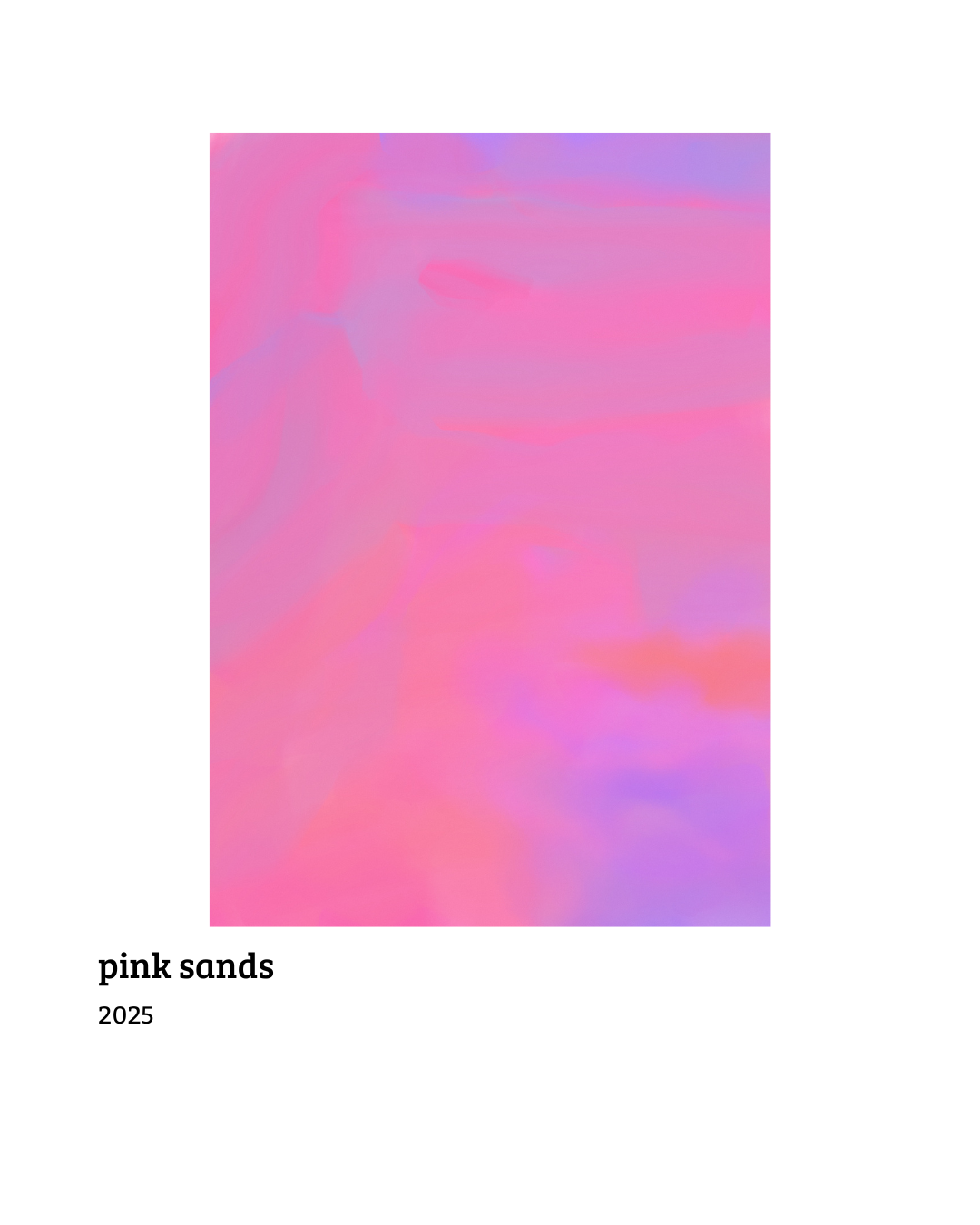 Abstract pink and purple pastel digital art titled 'pink sands' from 2025.