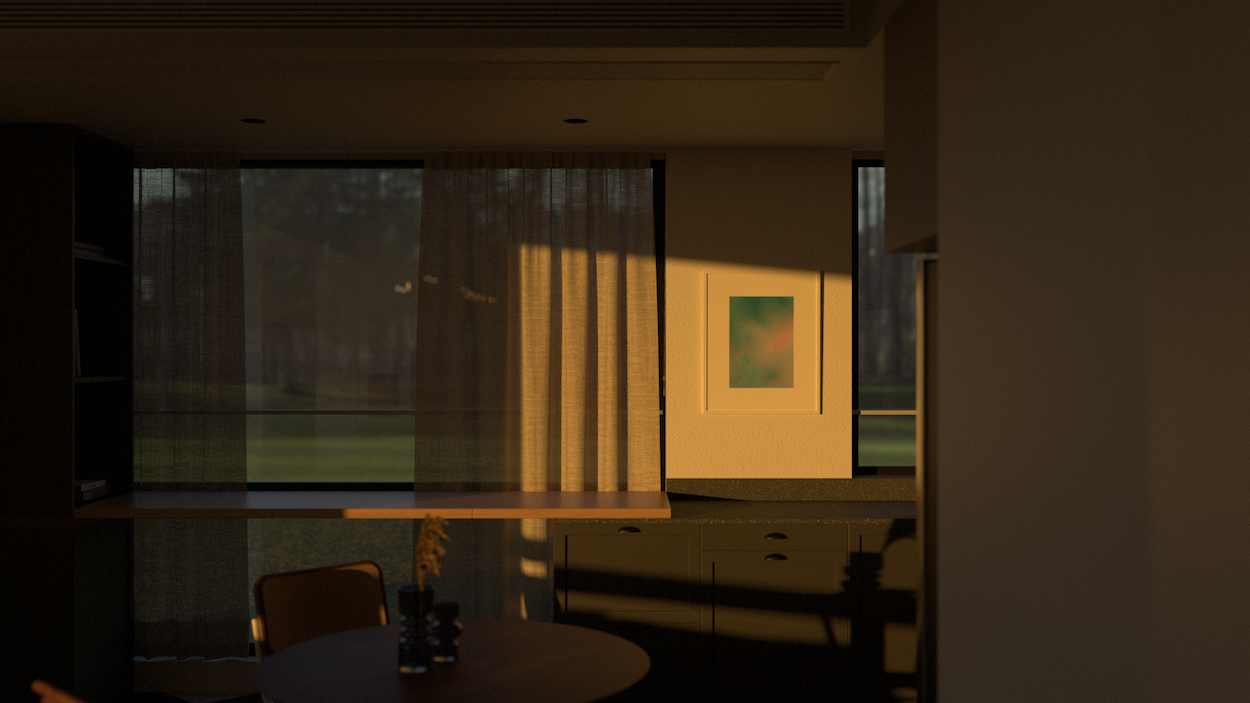 contemporary abstract art displayed on a wall in a cool, modern house