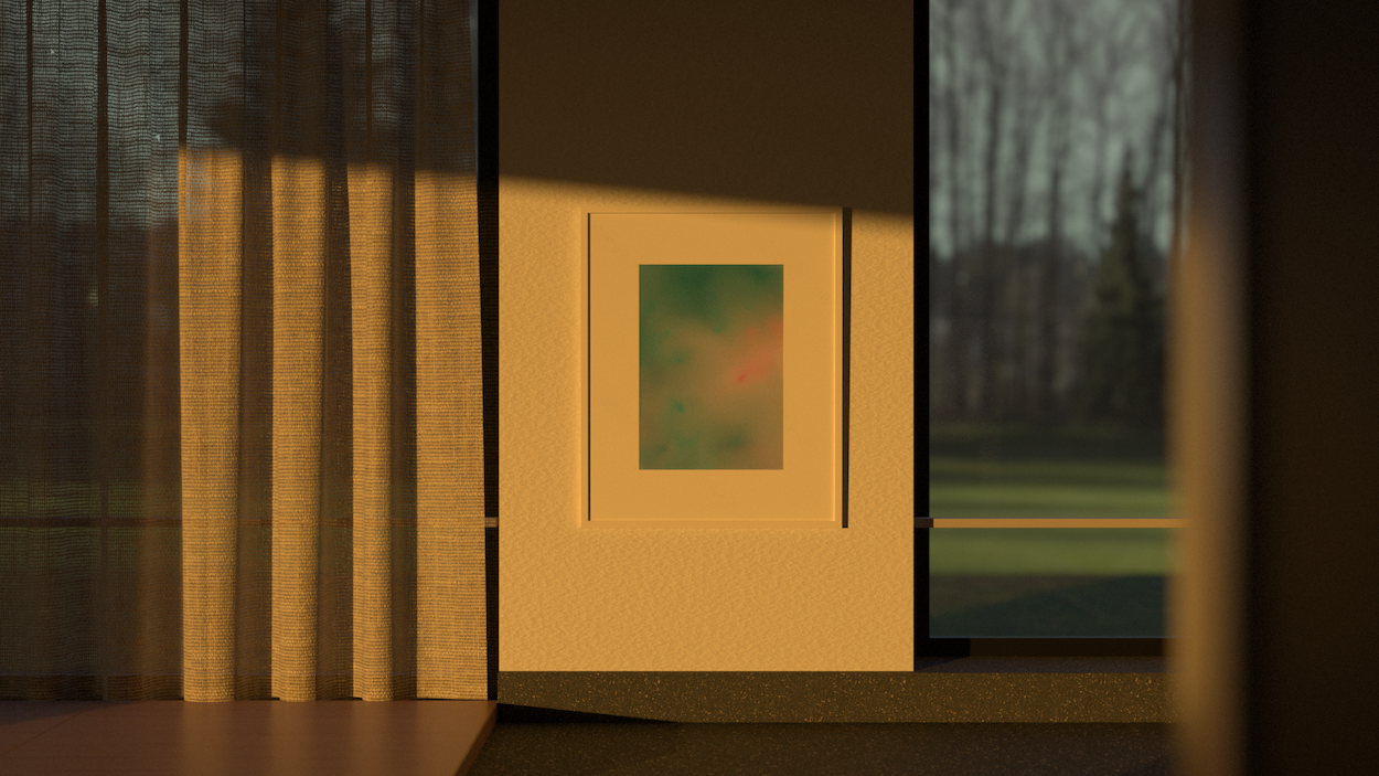 abstract painting displayed on a wall in a contemporary interior