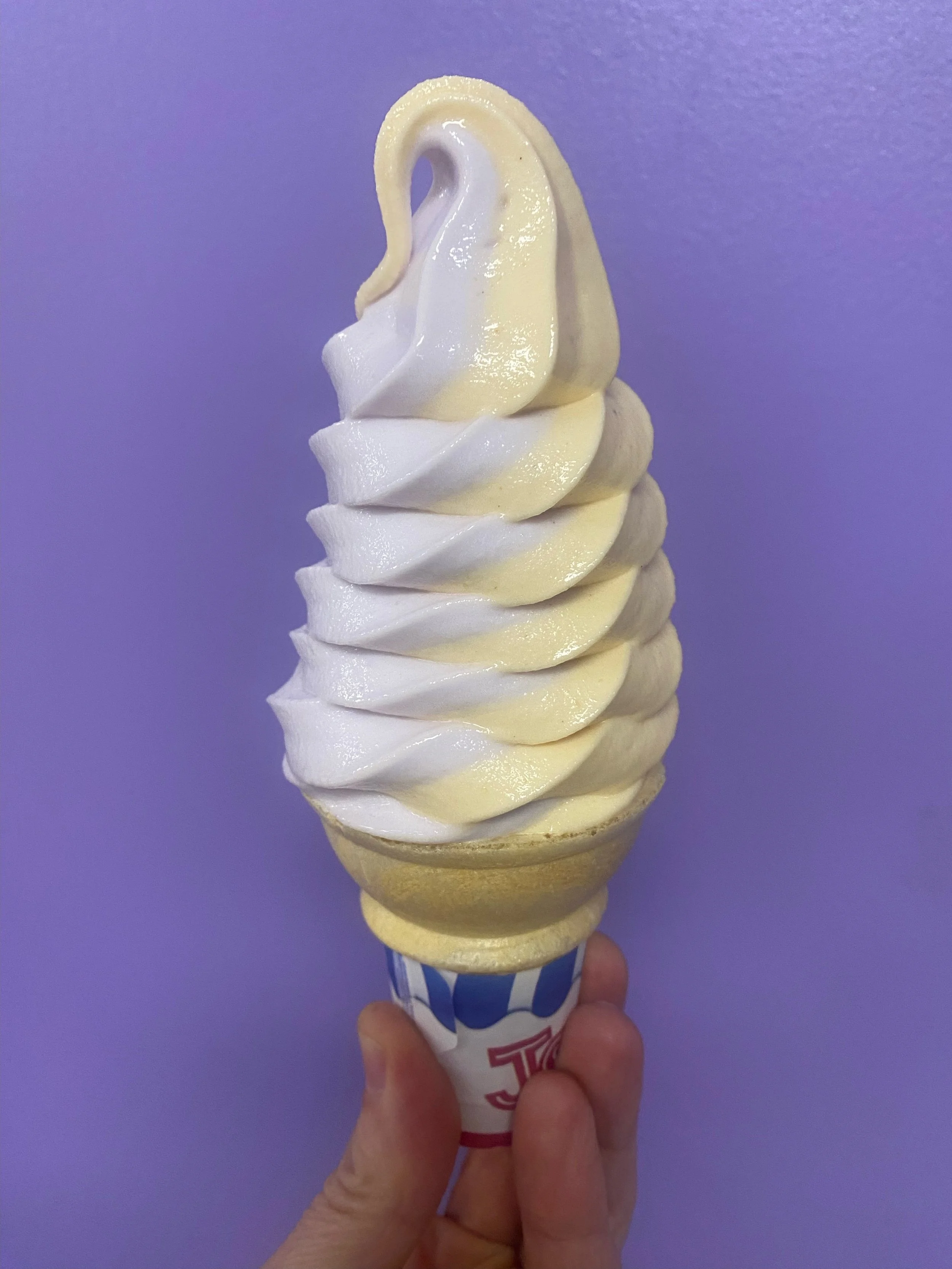 Dairy & Lactose Free Soft Serve - Always Chocolate Vanilla & Twist. In the summer we have a 2nd machine with rotating flavors.