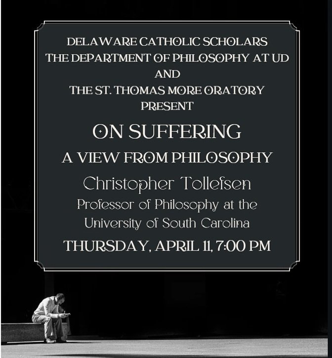 Come out to the Oratory tonight for a great talk on suffering. There will be a reception to follow. Hope to see you there!