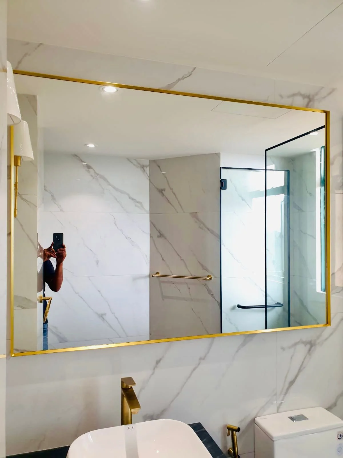 Custom Size Frame Bathroom Mirror