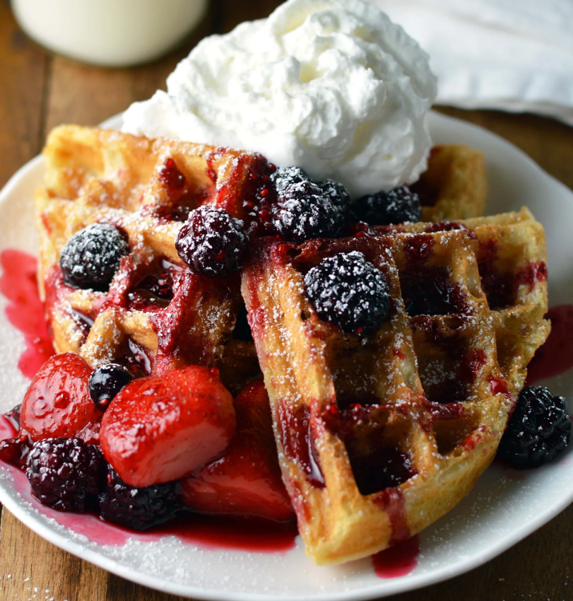 Belgian Waffle served with Berry Compote &amp; Greek Yoghurt