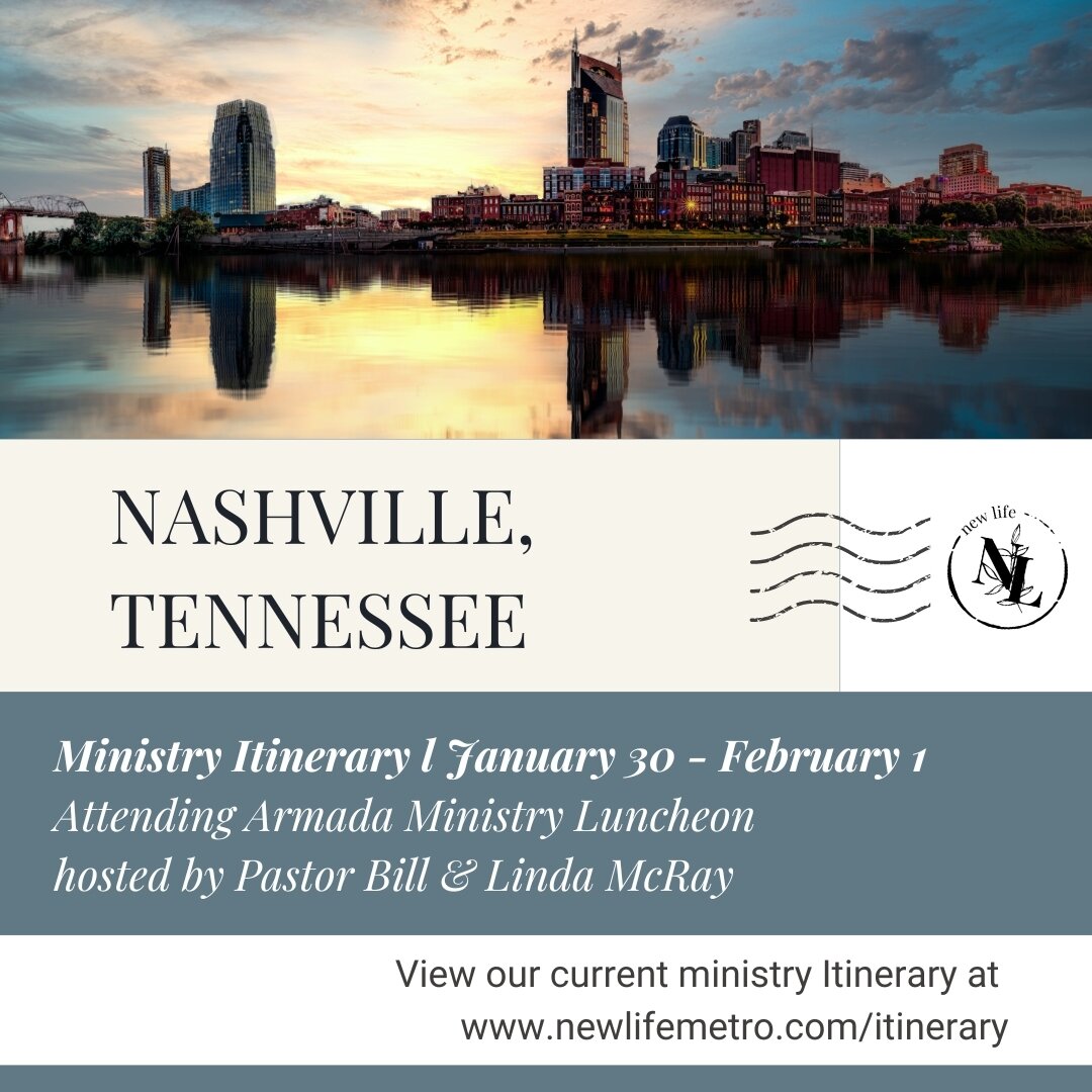 Next stop on our ministry itinerary: Nashville, Tennessee!⁣

We're excited to be driving up to our ministry headquarters today to spend time with our mentors, Pastor Bill &amp; Linda McRay, and our Armada ministry family. This group of like-minded be