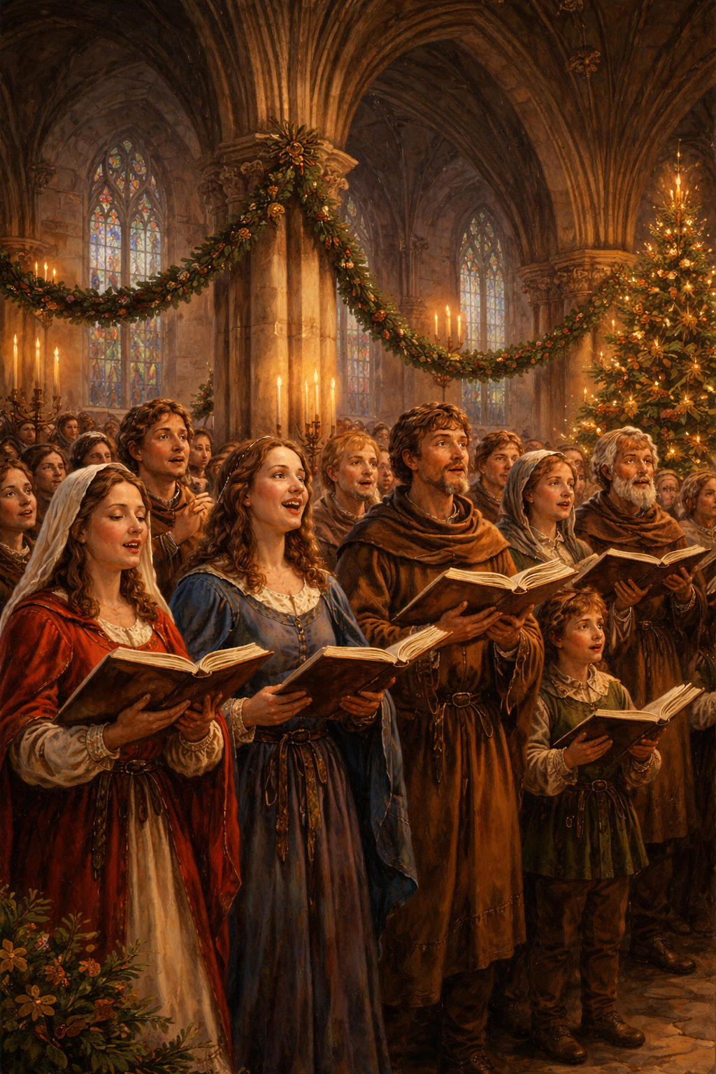 A picture of Mirabai surrendering to Lord Krishna who is playing the flute