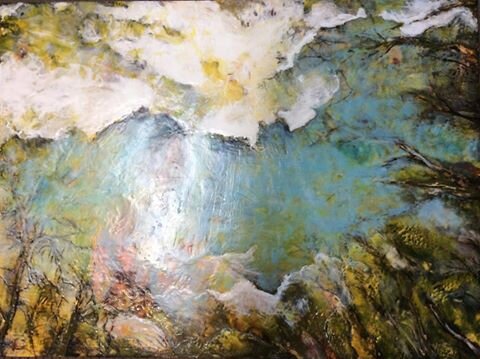'Immersion' is my latest Encaustic-Wax painting 124cm x 92cm. Is this a landscape or underwater scene?