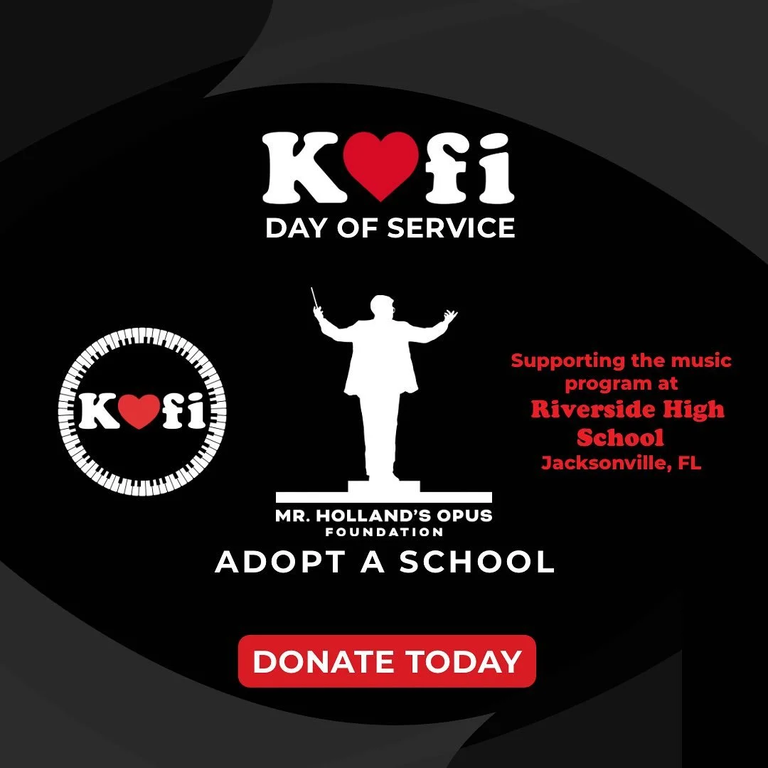 ❤️In honor of this year’s Kofi Burbridge Day of Service, we’ve partnered with @hollandsopusfdn and their Adopt a School campaign.  Together, we are raising funds to provide much-needed instruments to the music program at Riverside Hi