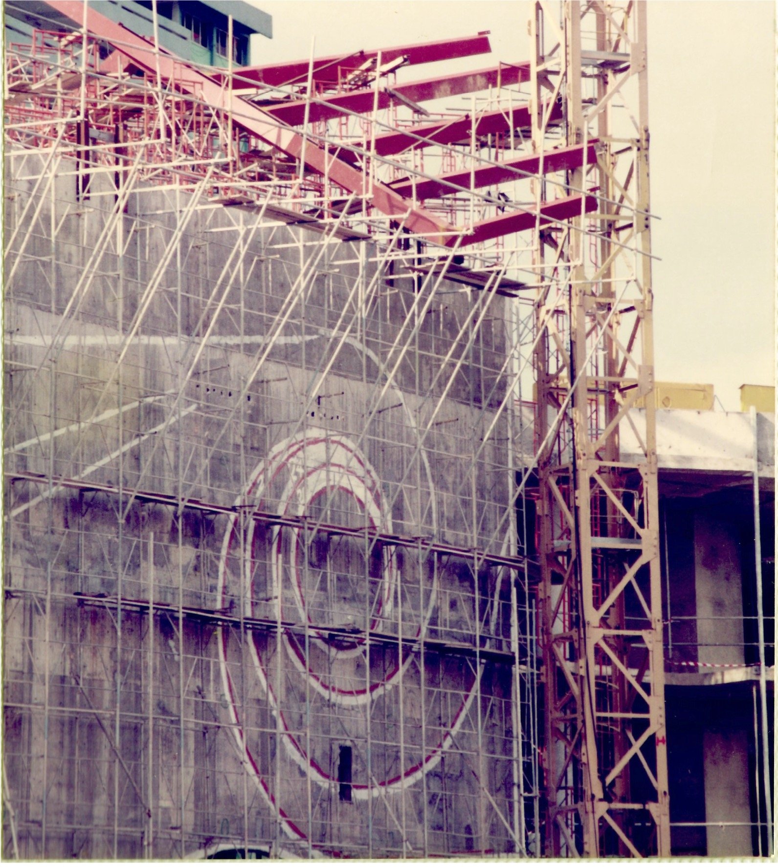 The mural under construction. Private collection.