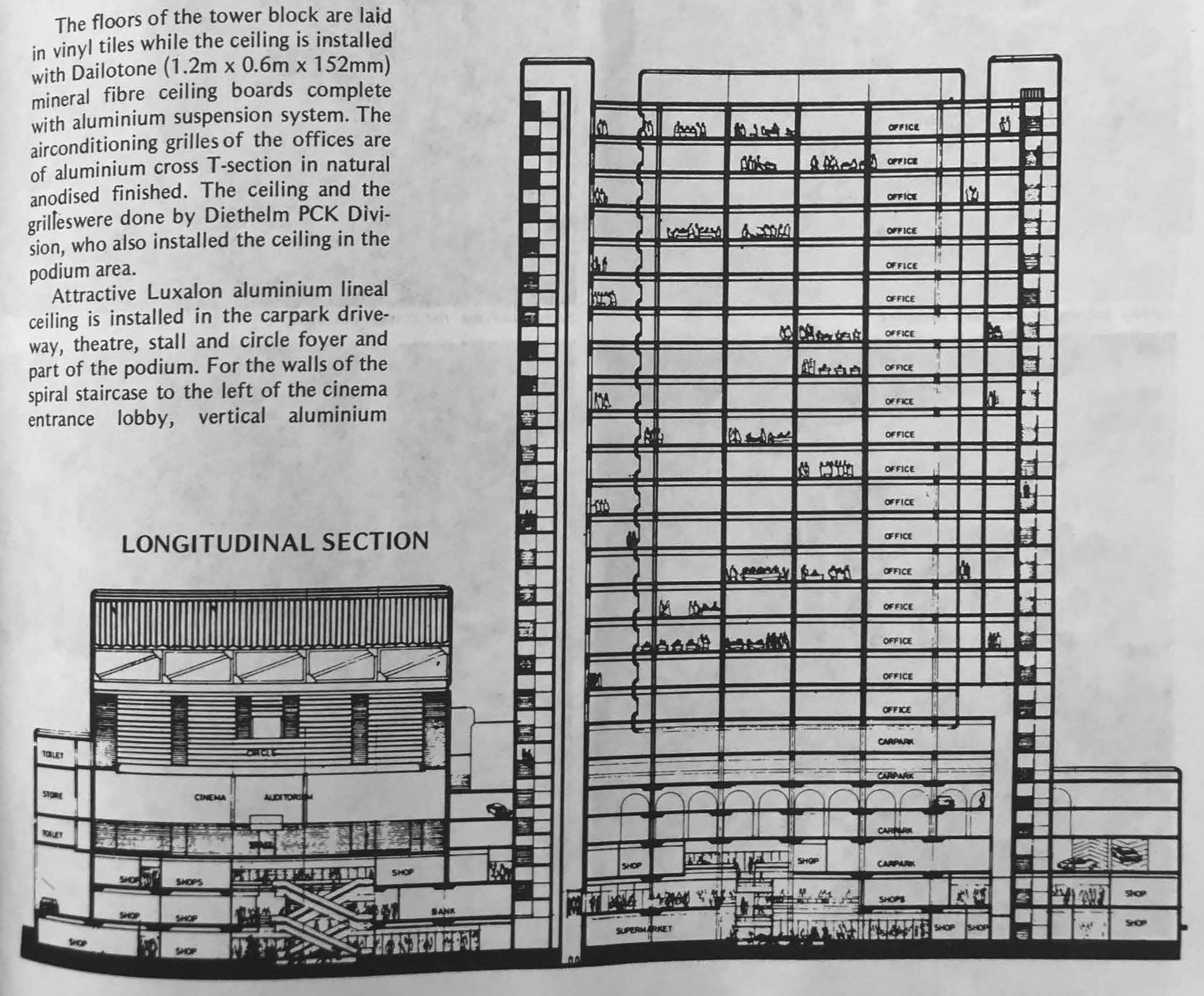 Section of Golden Mile Tower. Source: Building Materials &amp; Equipment, June (1976), p. 33.