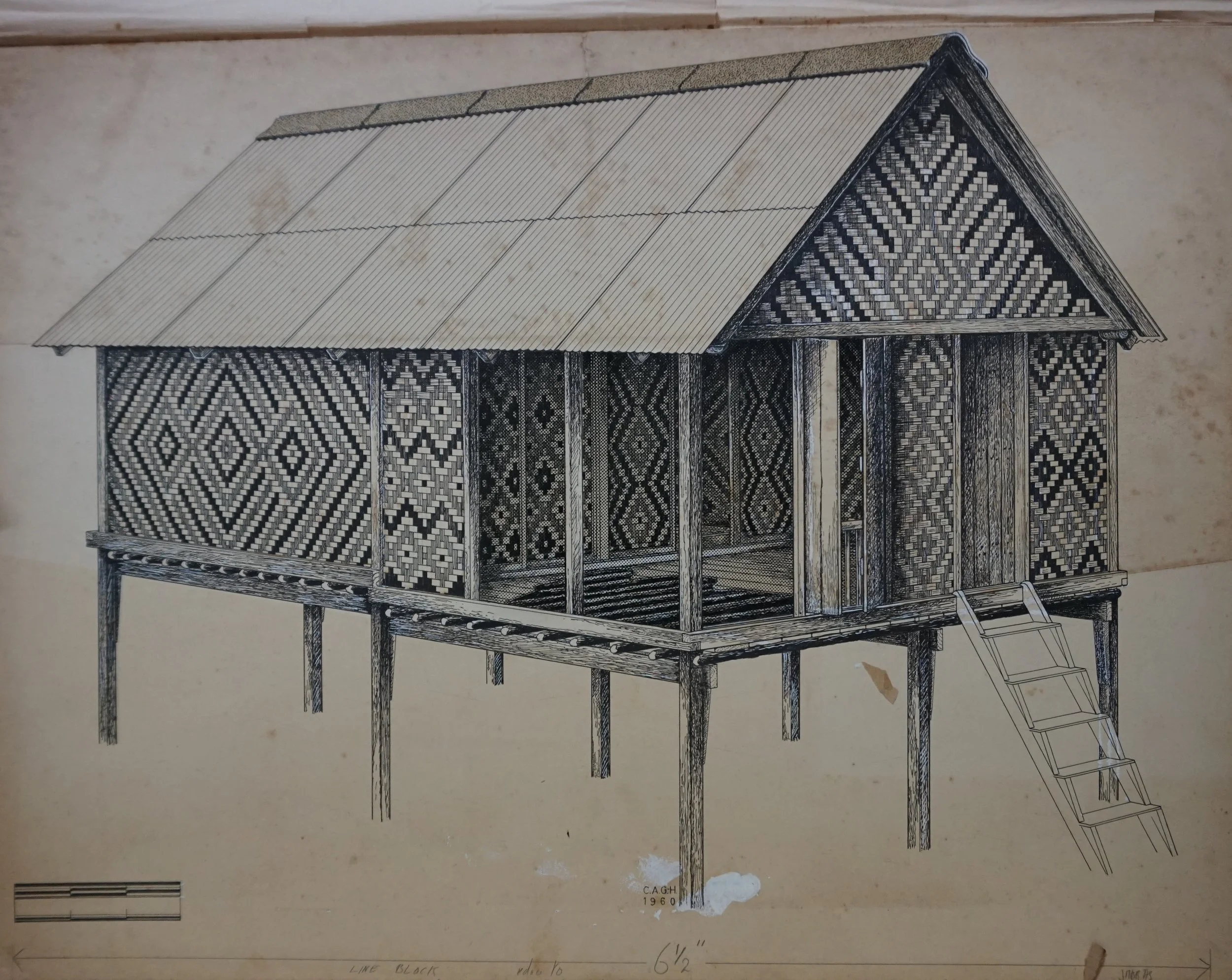 One of the measured drawings of mengkuang mats originally from Carl Alexander Gibson-Hill’s collection that is now kept by Lim Chong Keat