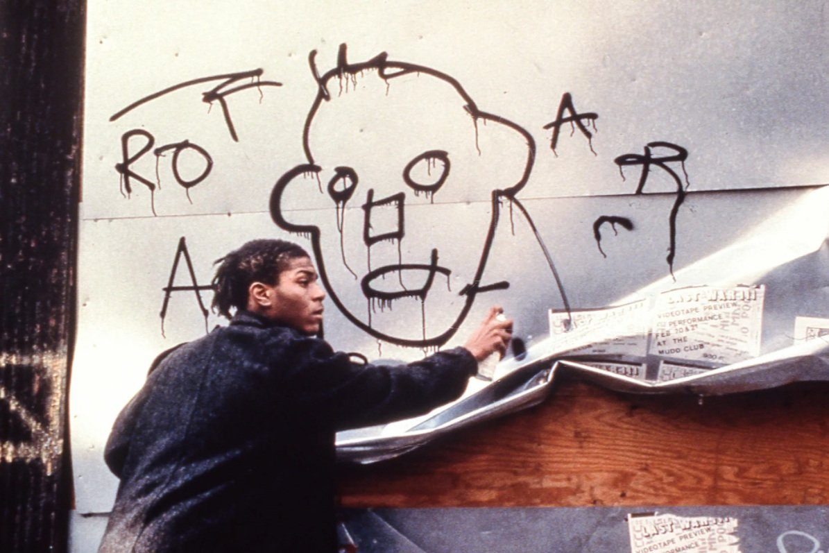 Basquiat on the set of Downtown 81, spray can in hand. Photograph: Alamy