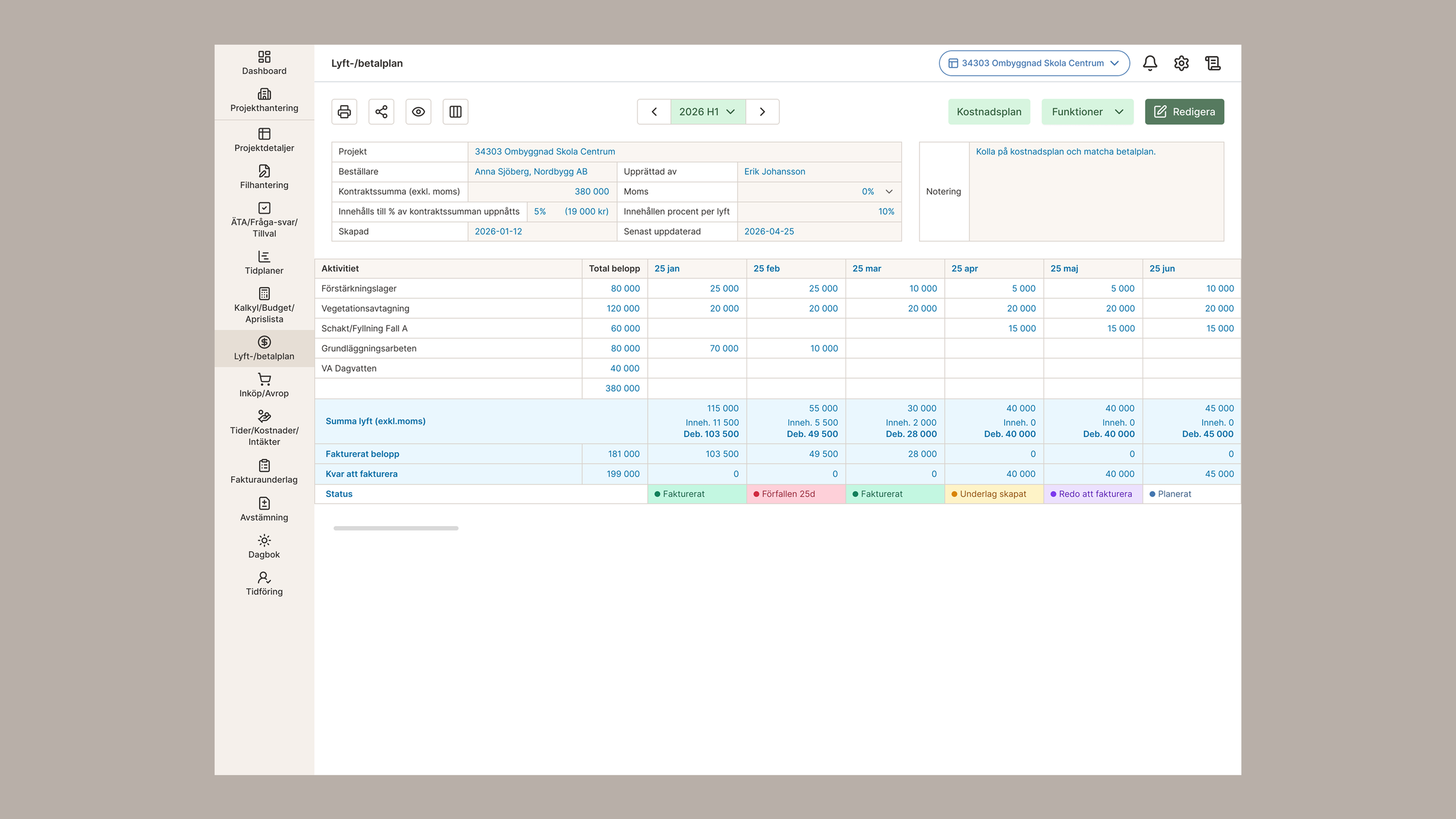 Payment plan redesign