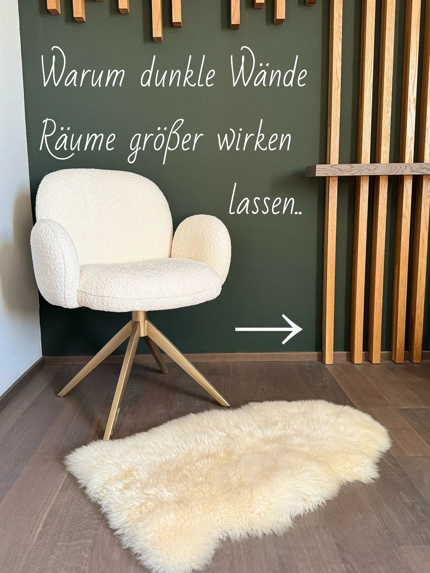 Viele trauen sich nicht an dunkle Wandfarben &ndash; aus Angst, dass der Raum kleiner wirkt.

Doch das Gegenteil kann der Fall sein: 

Dunkle Farben lassen die Wand &bdquo;zur&uuml;cktreten&ldquo; und schaffen Tiefe. Wie bei diesem Projekt im Schlafz