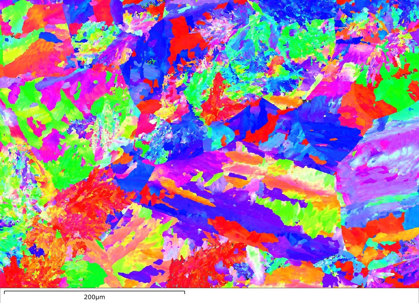 Furnace cool orientation map at lower magnification.