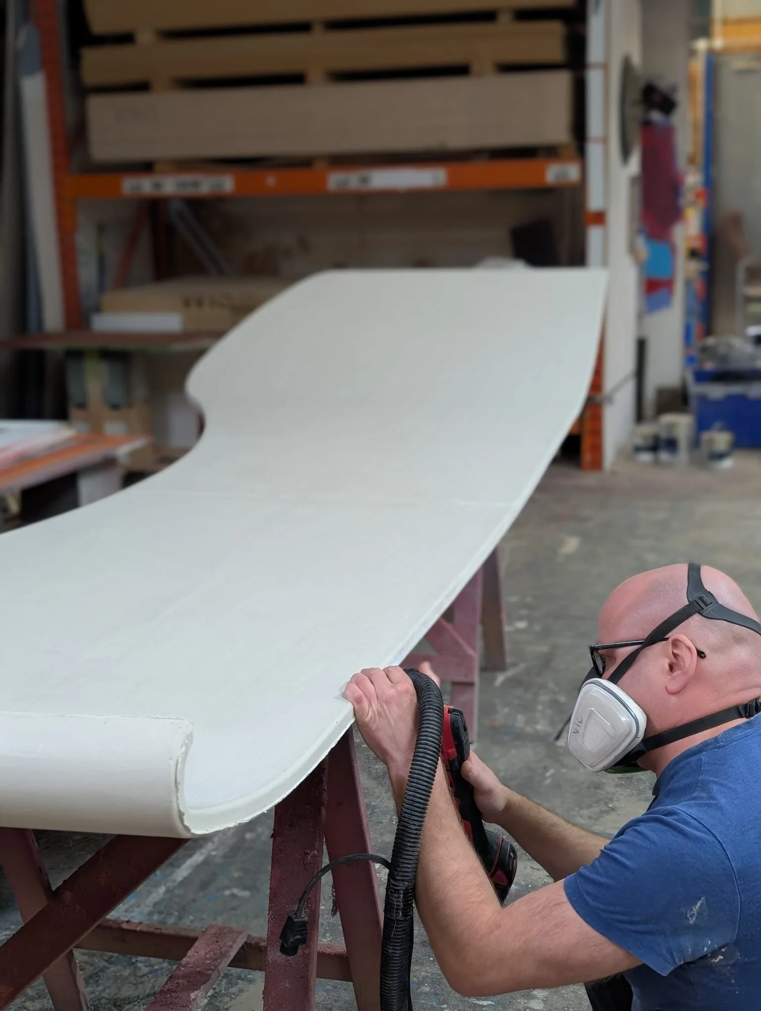 Fiberglass work in progress in Creator workshop