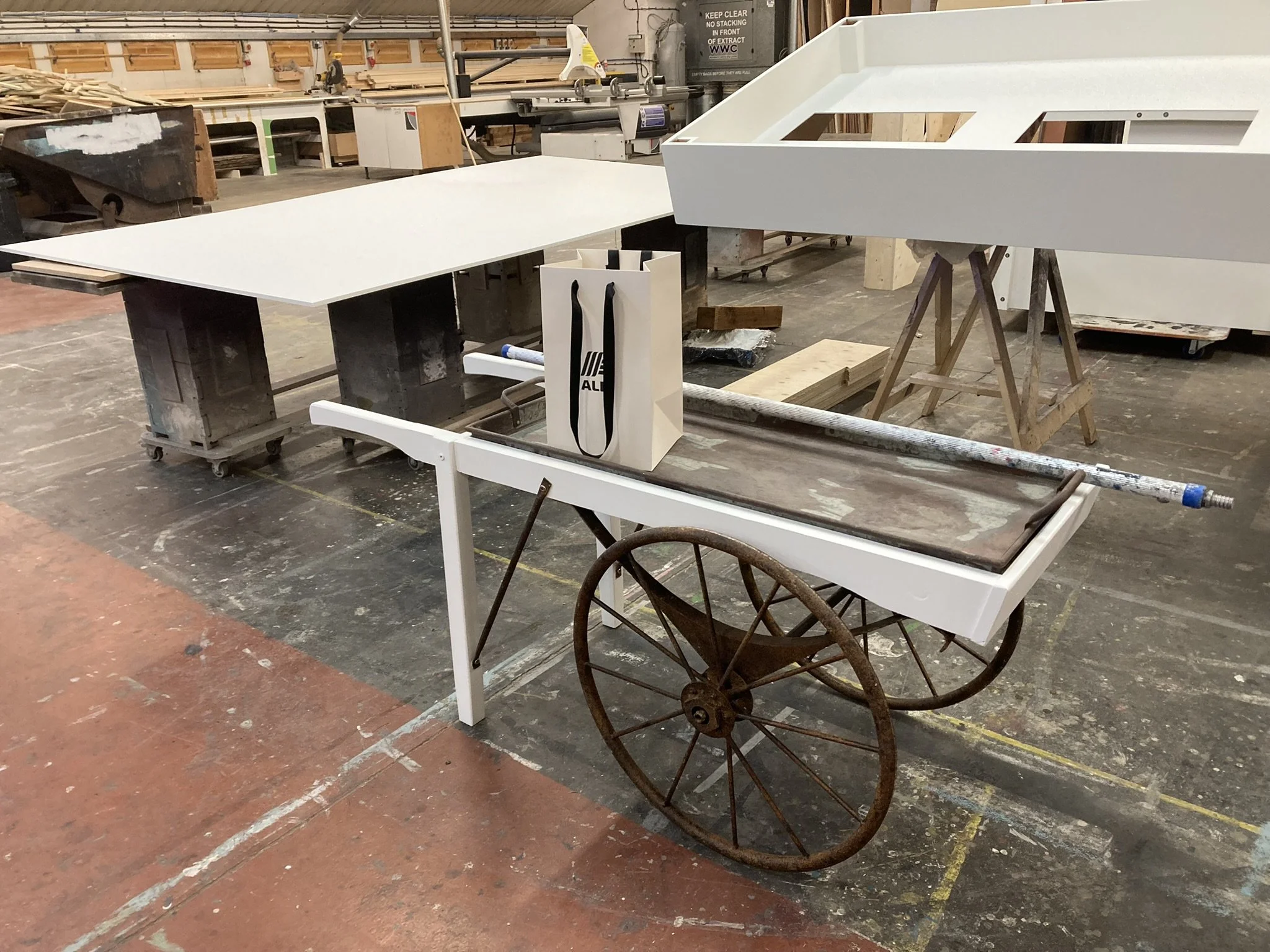 Scenic fabrication and carpentry in progress at Creator International