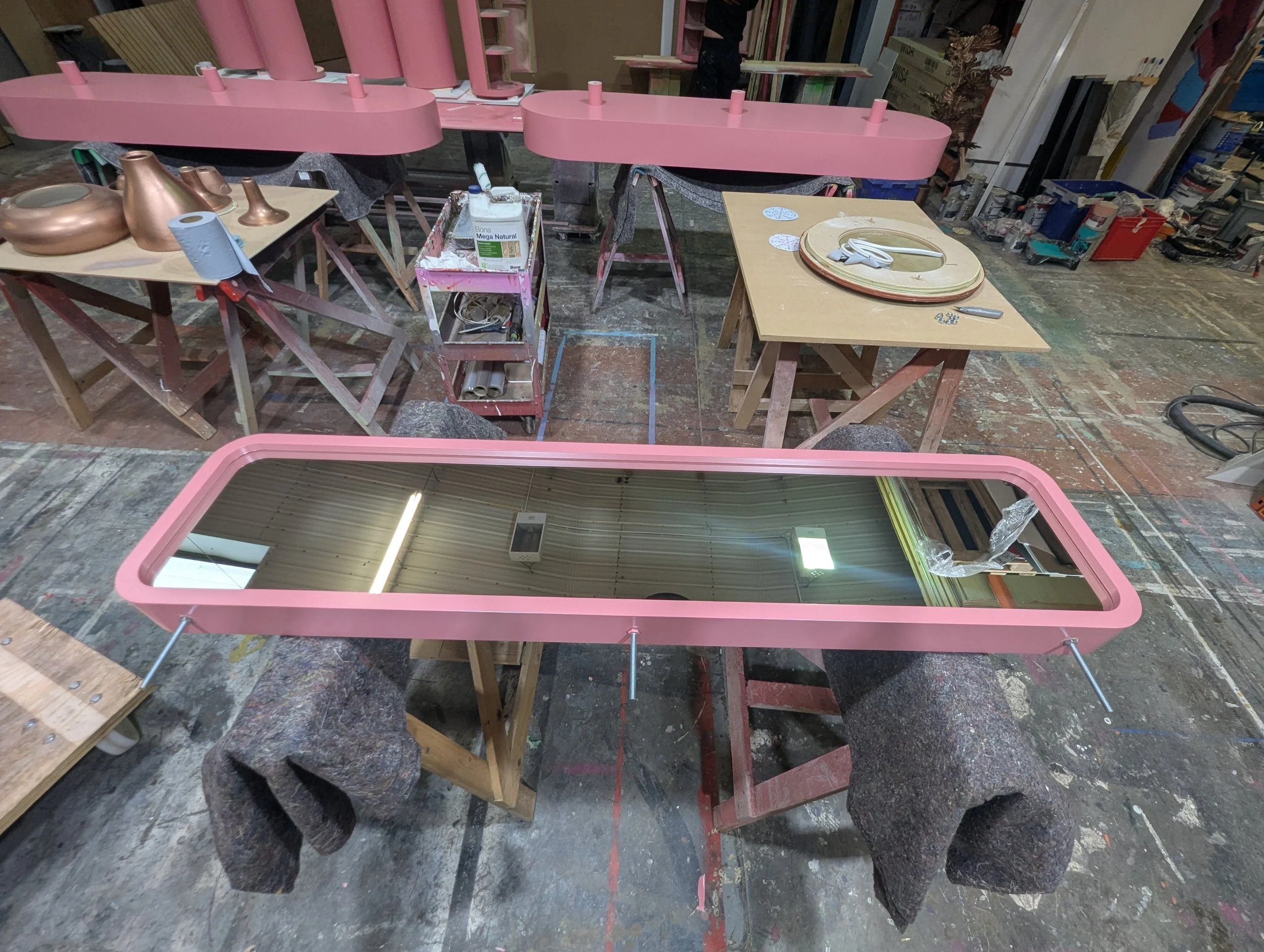 Beauty pop-up bespoke carpentry and spray finishing