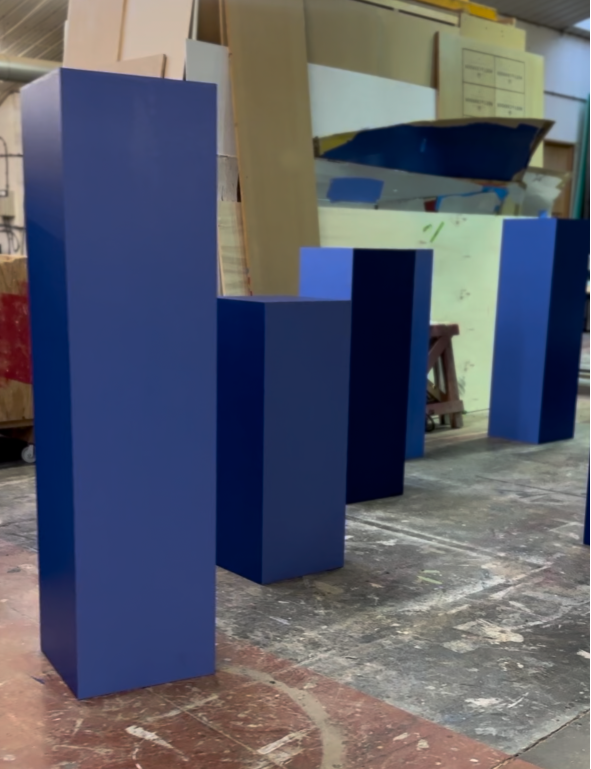 Event plinths colour matched to brand colours 