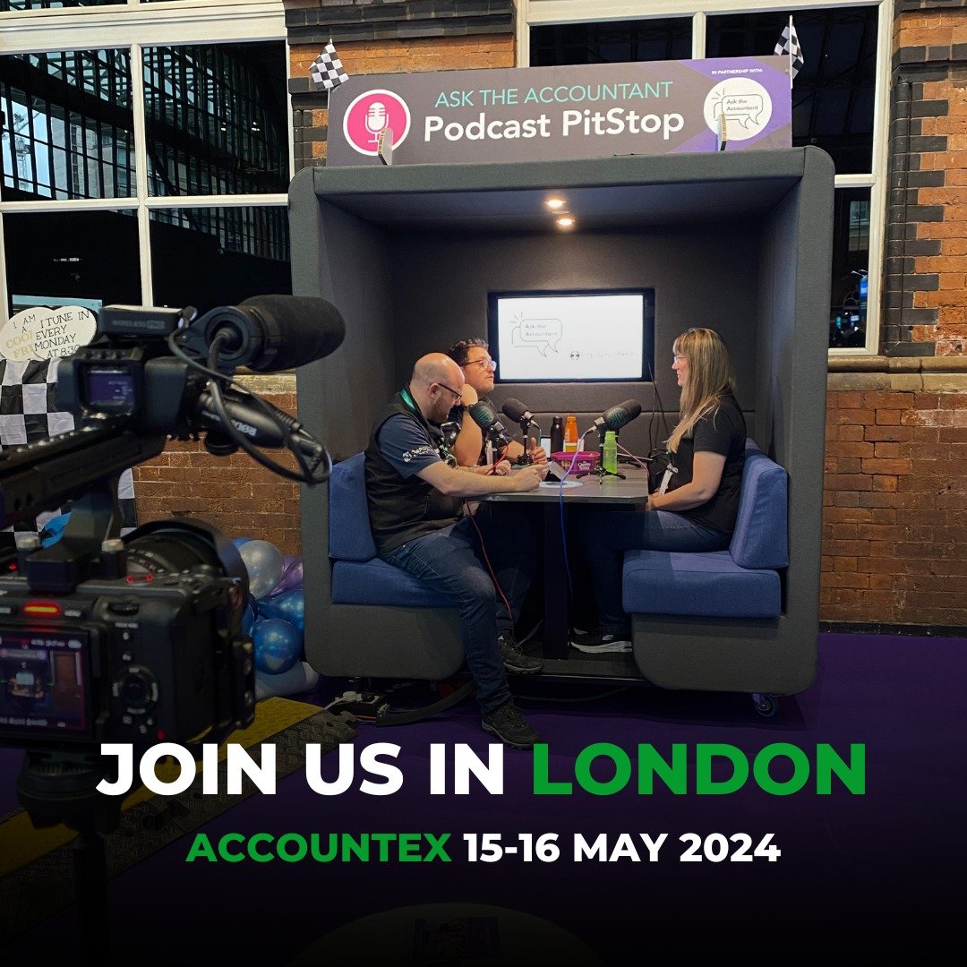 Calling all accounting enthusiasts!
Join us at Accountex London, at the ExCeL on May 15th-16th, 2024.
Ask the Accountant will be hosting live Pitstop Podcasts with industry insiders on both days. 🎙️

Swing by to chat with Aaron and Johann, grab some