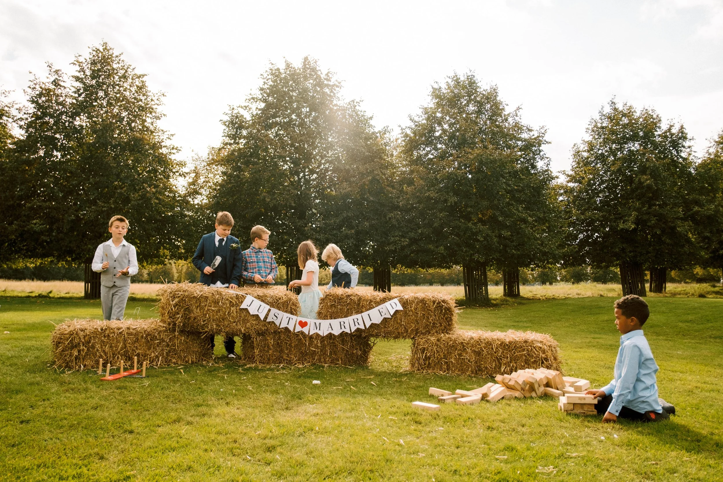 Children playing at a wedding in Surrey