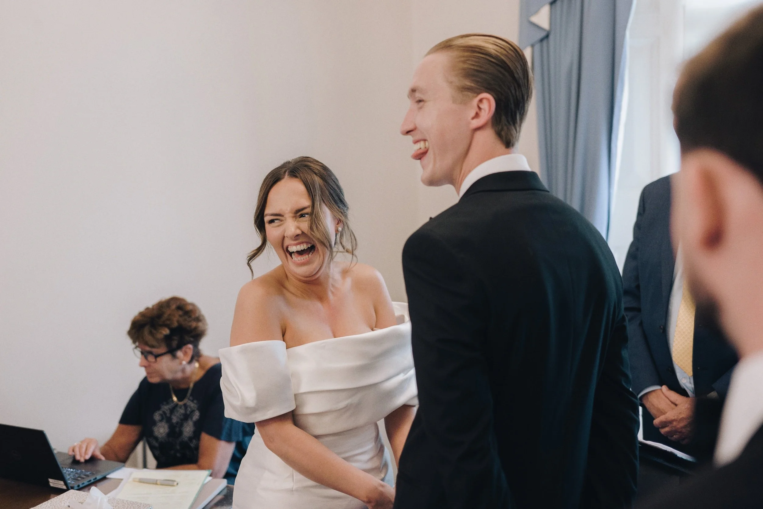 Bride and groom happy after saying their I do's