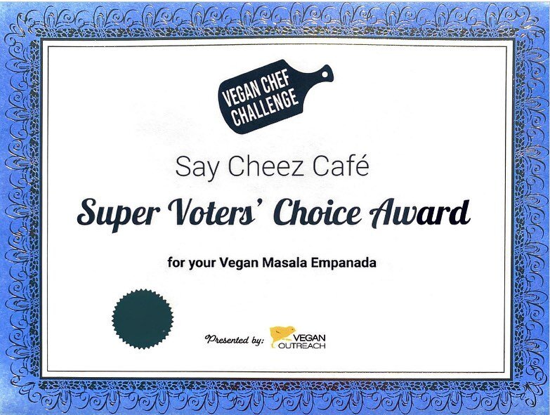 Thank you 🙌🙌 #PrincetonVeganChefChallenge for the prestigious Award 🏆! The Masala Empanada is here to stay 😋 &ndash; an exotic delight for vegans and all food enthusiasts. Congratulations to the amazing organization! 🌱👏
