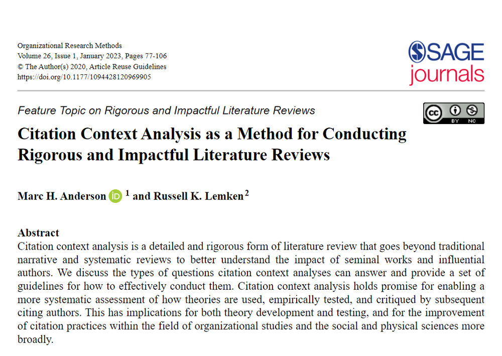 Citation Context Analysis — Sage Research Methods Community