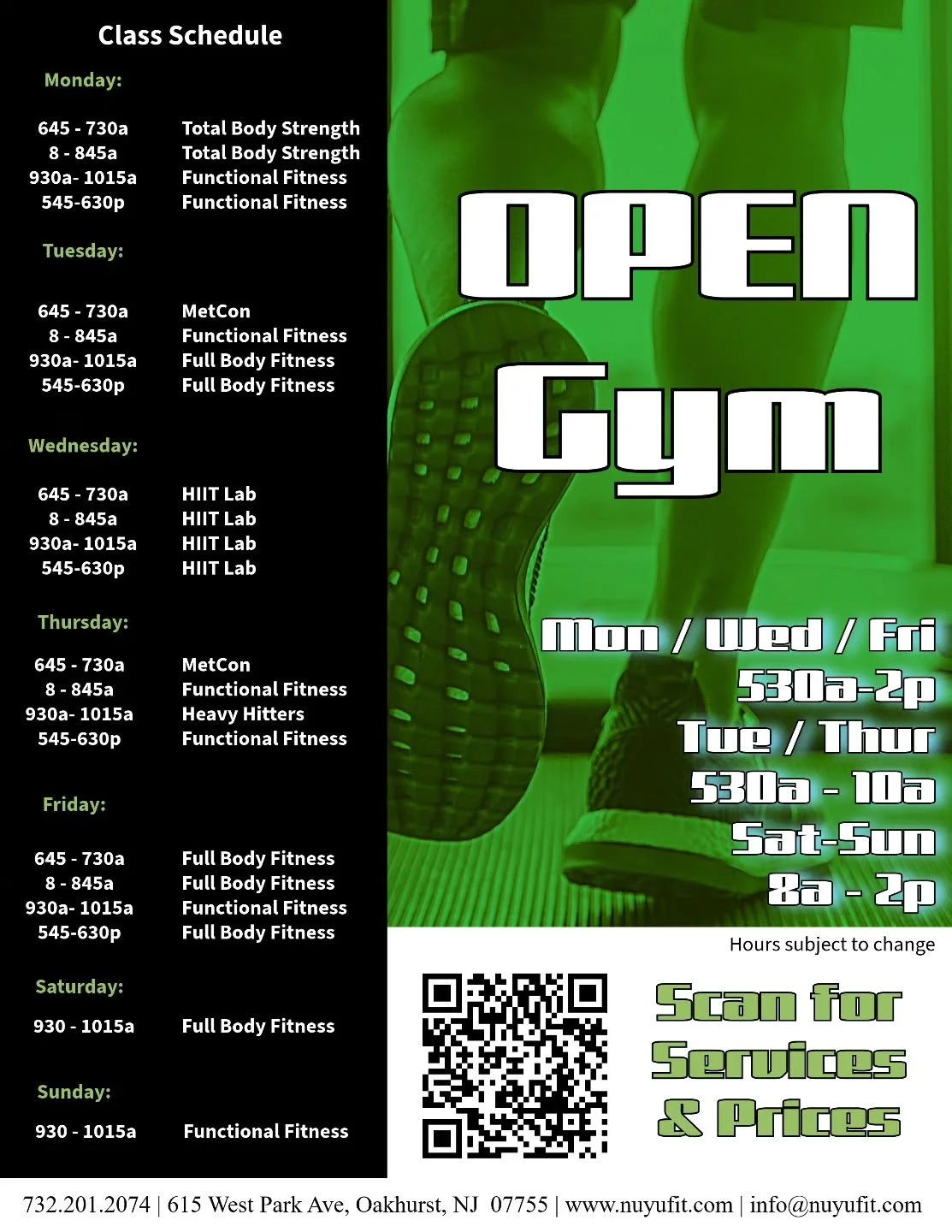 Open Gym Starting Sunday March 1
More hours will be added soon