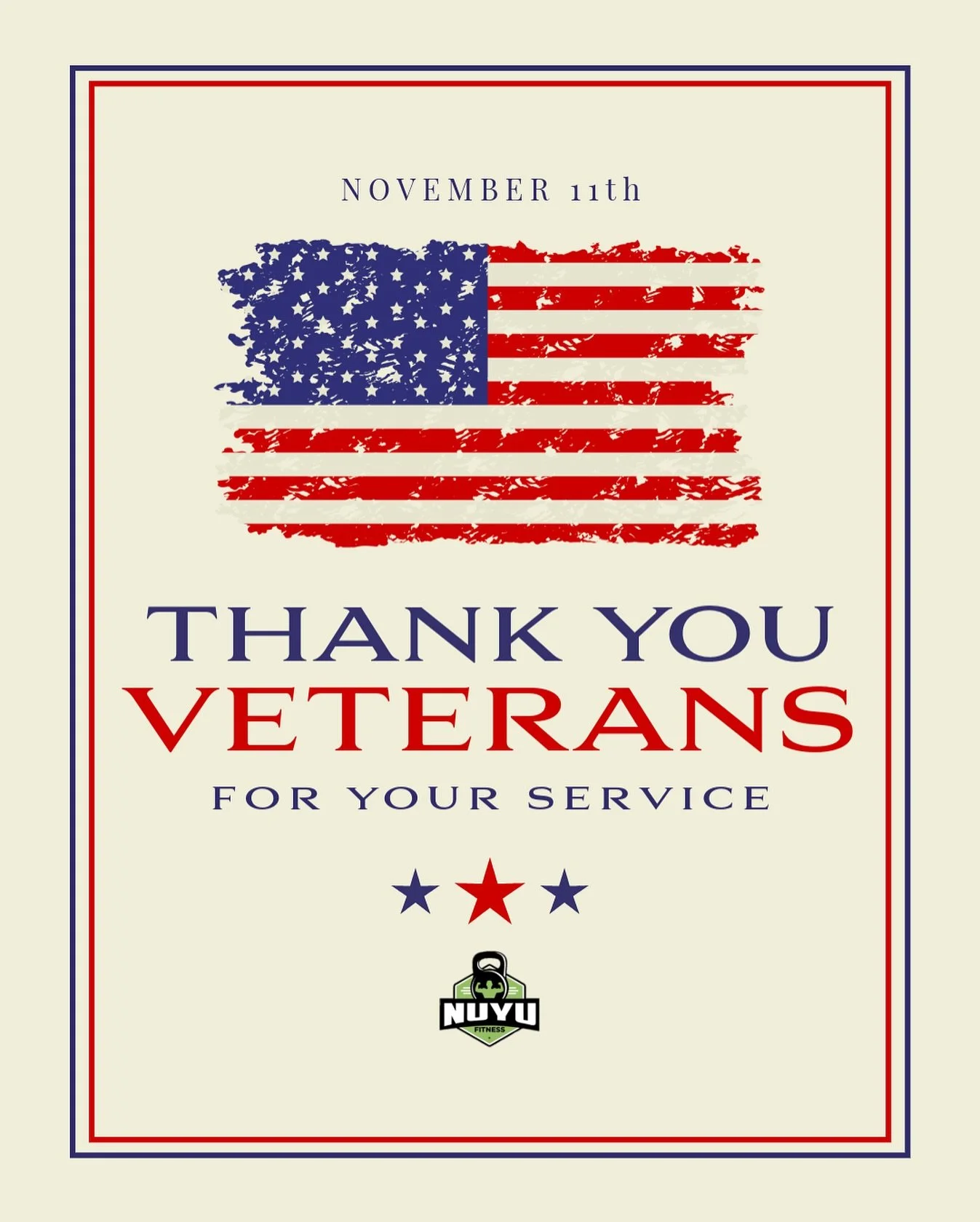 Today, we honor the brave men and women who have served our country with courage, strength, and sacrifice. 🇺🇸

Thank you, Veterans. Your dedication inspires us every day. 🫡💚
&mdash;&mdash;
#VeteransDay #ThankYouVeterans #NuYuFitness #Gratitude #H