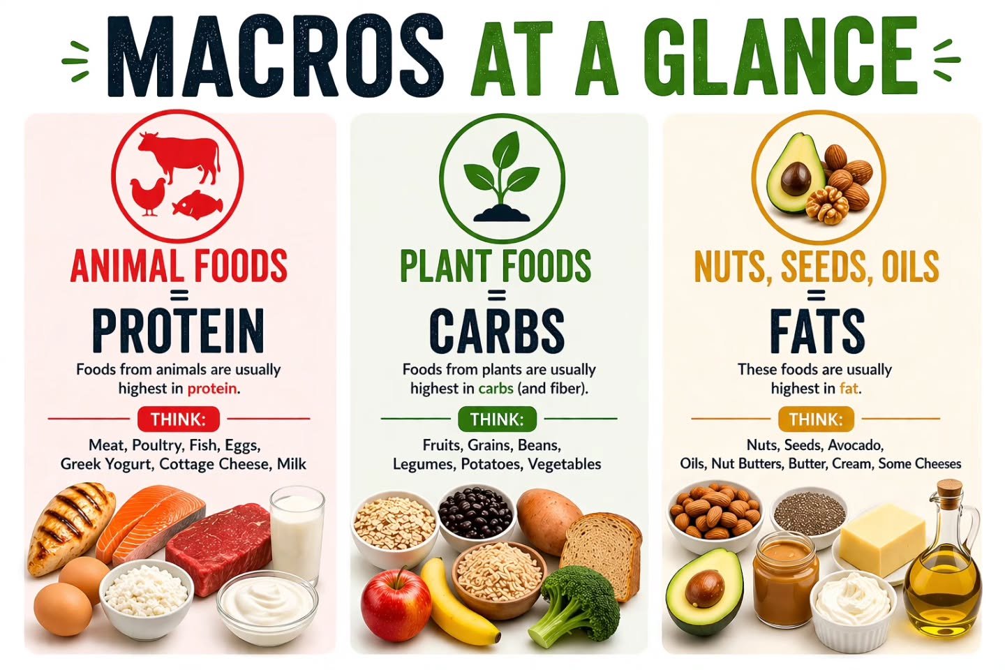 Keep Macros Simple:

🥩 Animal foods &rarr; protein
🌾 Plant foods &rarr; carbs
🥑 Nuts, seeds &amp; oils &rarr; fats

Yes, there are exceptions and crossovers but this will answer 99% of your questions.

Is your intention protein? Eat animals
Is you