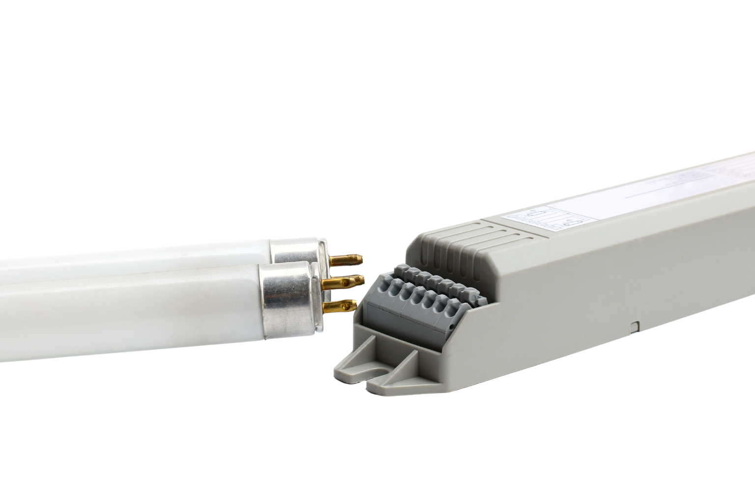 Fluorescent lamp and ballast showing proper disposal and recycling in California