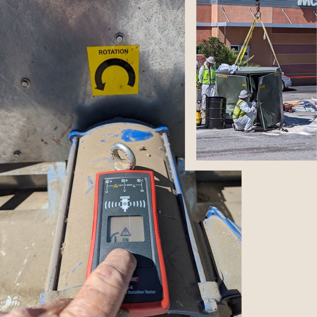 Our electrician checked the phase rotation for a local restaurant after Southern California Edison replaced the damaged switchgear that had been taken out by a vehicle.