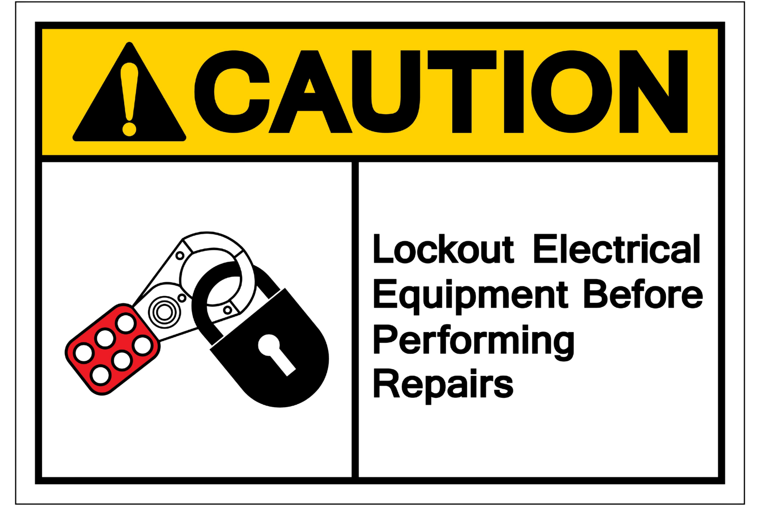 Commercial electrician using lockout tagout safety procedure on electrical equipment in Apple Valley, Hesperia, and Victorville to prevent accidental energizing during repairs.