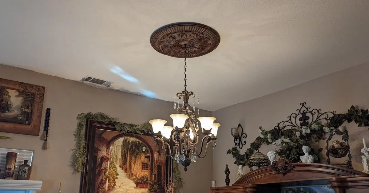 New electrical wiring for customer-provided chandelier in the Jess Ranch community of Apple Valley, California.