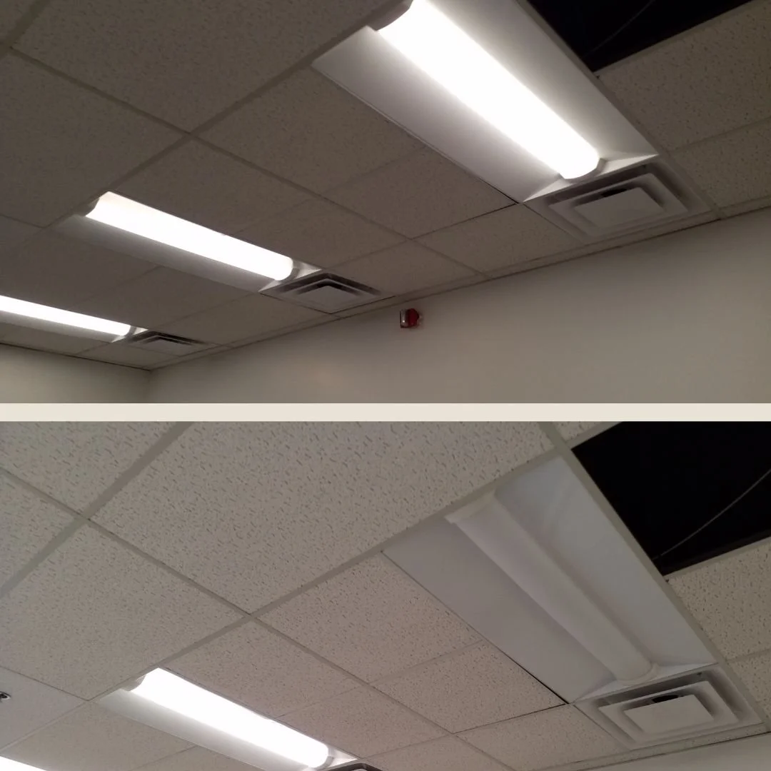 Our electrician troubleshot a lighting issue in this medical lab in Barstow, California, and identified a faulty control module as the cause—restoring proper operation to the fixture.