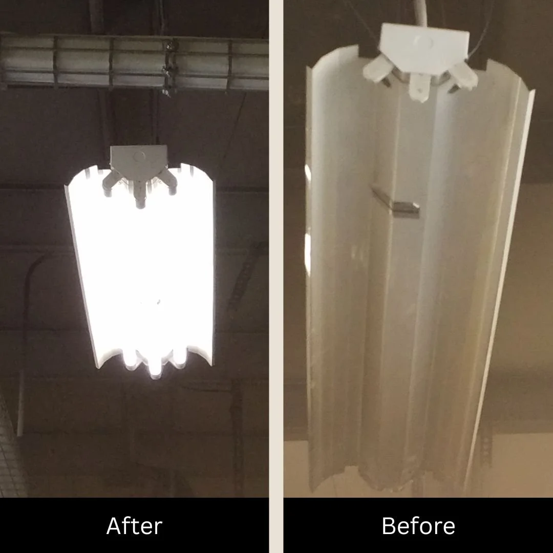 Our electrician repaired a damaged fluorescent light fixture located above a pallet of merchandise that caught fire at this Littlerock retail store, restoring safe and reliable lighting.