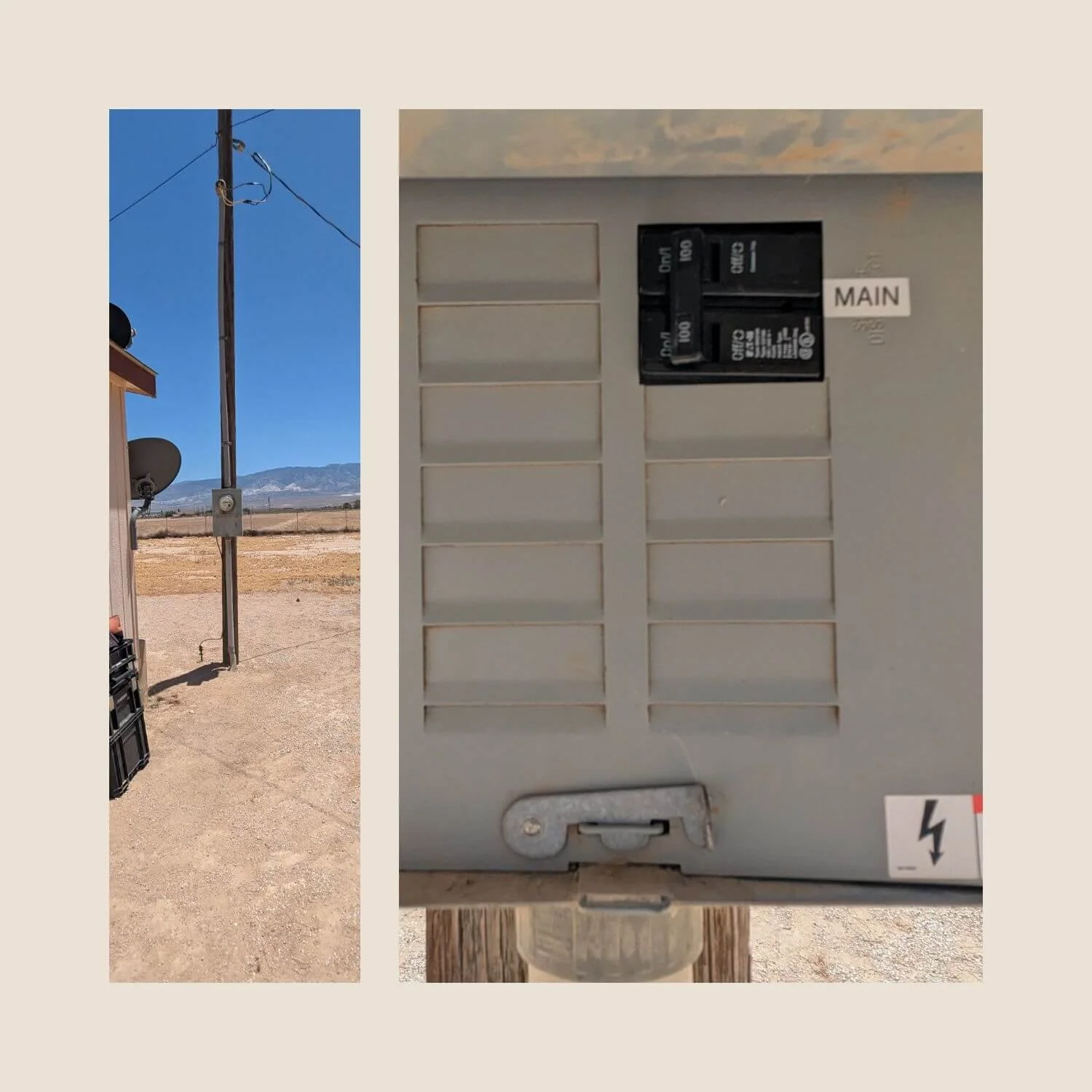 MTE Electric responded to a commercial electrical service call at Casa Colina at Rancho Piño Verde in Lucerne Valley after a modular building experienced intermittent power loss and flickering lights. Our electrician traced the problem to arcing betw