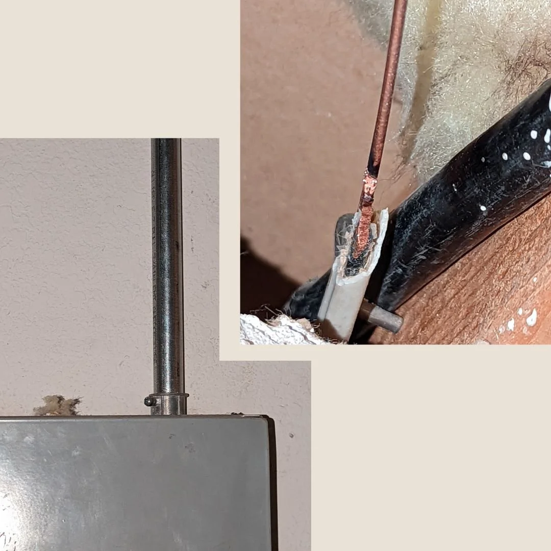 Our electrician troubleshot an electrical issue at a local service station and found a damaged wire above the ceiling. We ran new conduit from the wall up into the T-bar ceiling, repaired the wire, and secured it inside the conduit to prevent future 