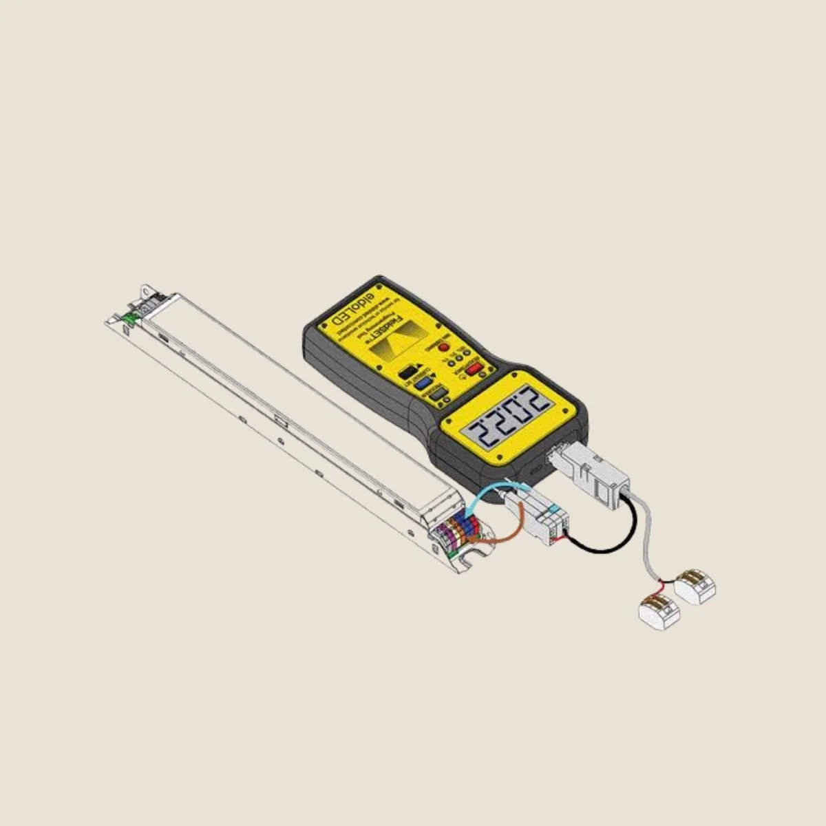 FIELDSET LED driver programmer used by MTE Electric to configure programmable constant-current LED drivers for commercial lighting repairs.