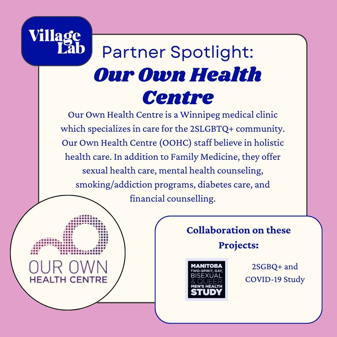 🌟 Partner Spotlight 🌟

Our Own Health Centre is a Winnipeg medical clinic which specializes in care for the 2SLGBTQ+ community. OOHC staff believe in holistic health care. In addition to Family Medicine, they offer sexual health care, mental health