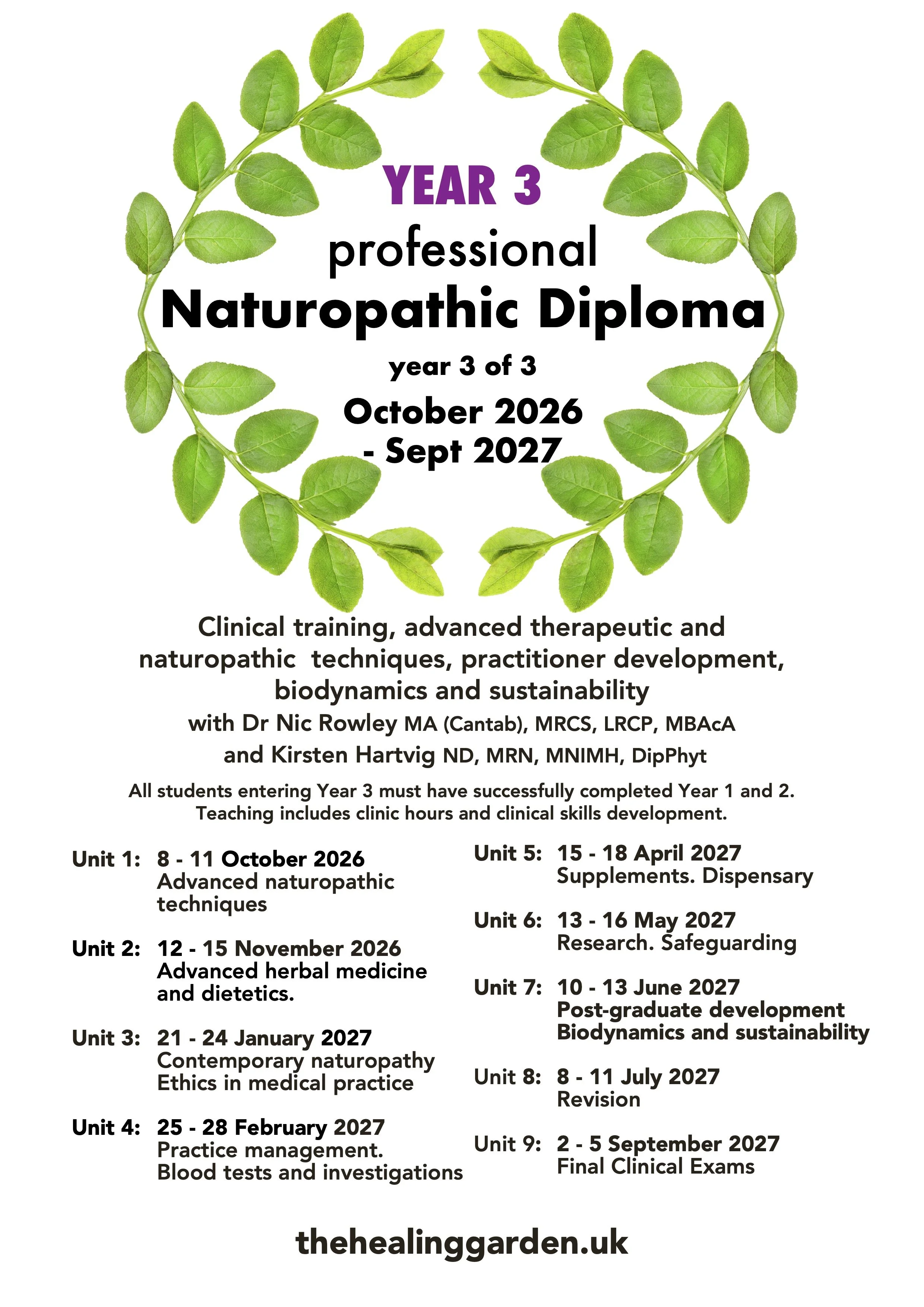 YEAR 3 - Professional Naturopathic Diploma Course