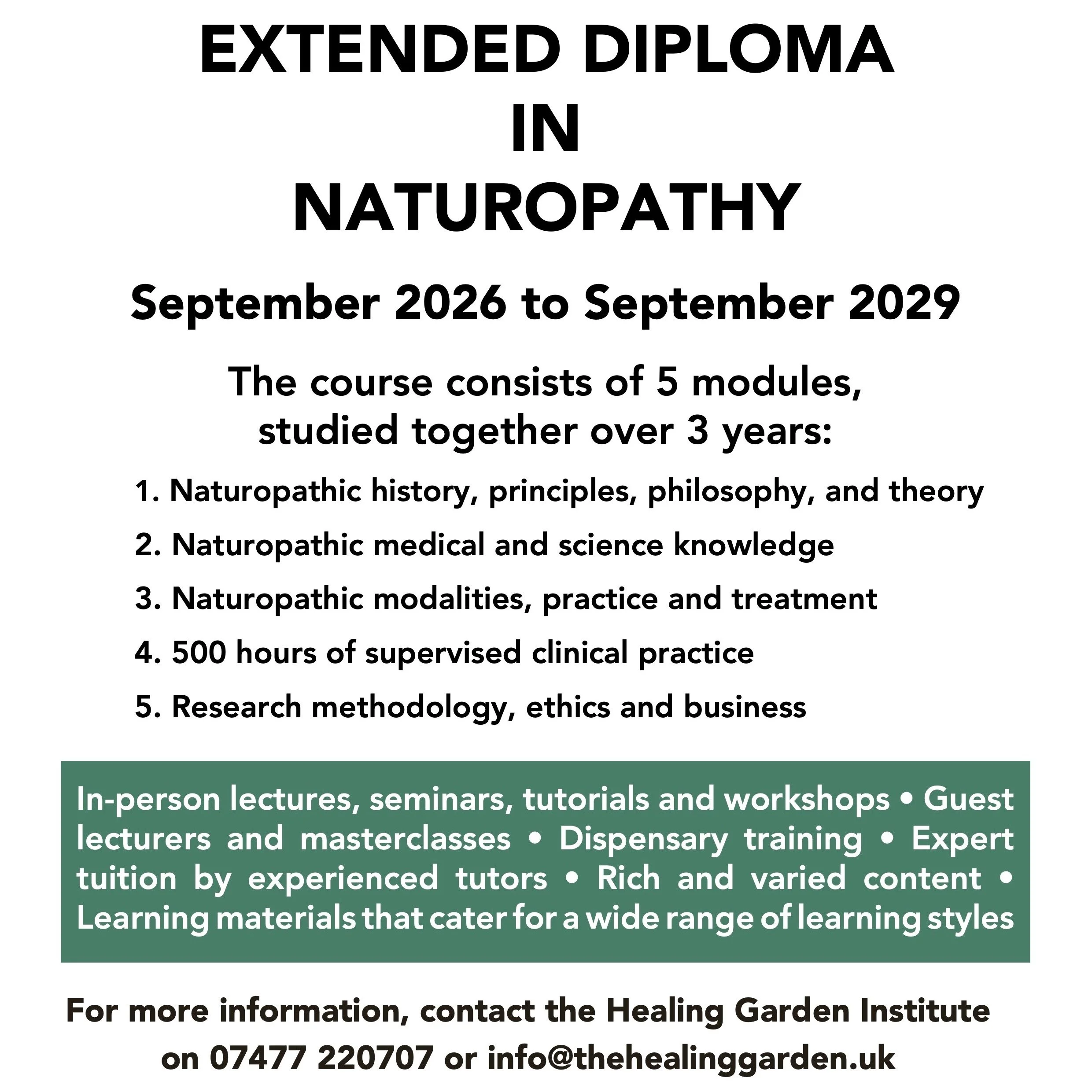 3-YEAR PROFESSIONAL NATURAL HEALTH DIPLOMA COURSE - payment plan
