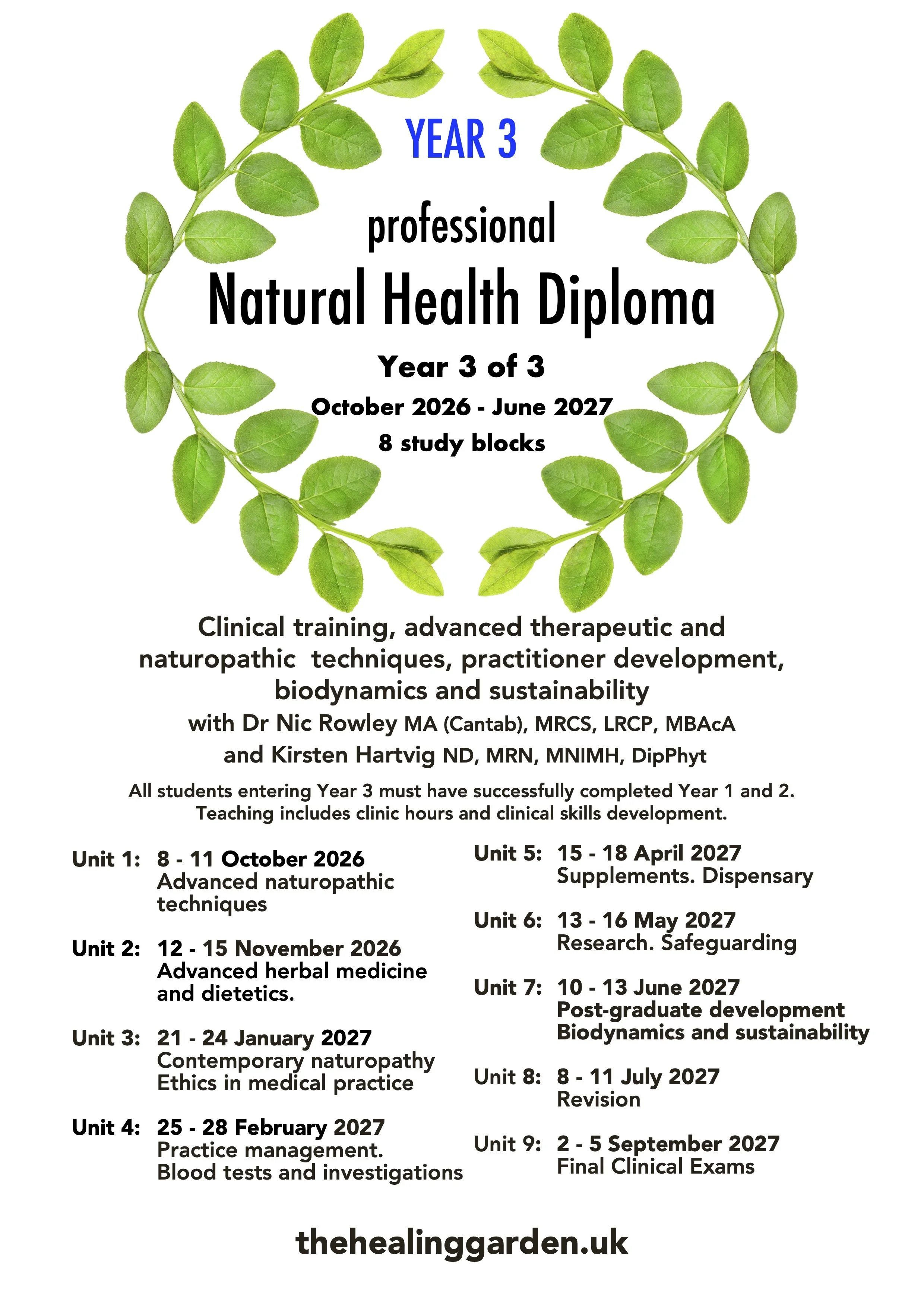 YEAR 3 - Professional NATURAL HEALTH Diploma Course