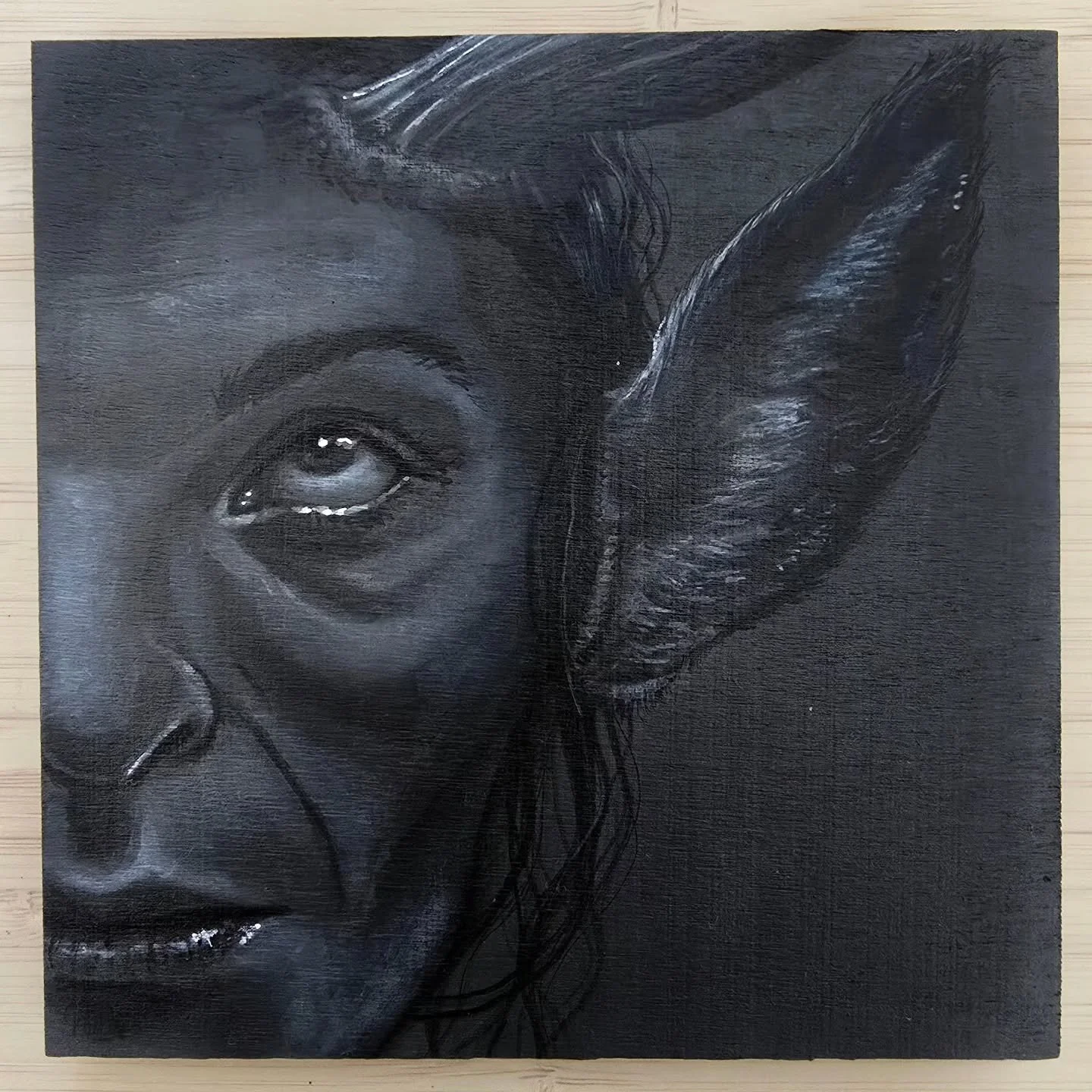 Inktober day 5: Deer 🦌 
Ink wash on wood panel.
I had a lot of trouble photographing this one. It's difficult to show the details. 
I like deer, I can relate to them. I feel like a deer in headlights very often 😅 This one was fun to paint 🎨 😄 
#i
